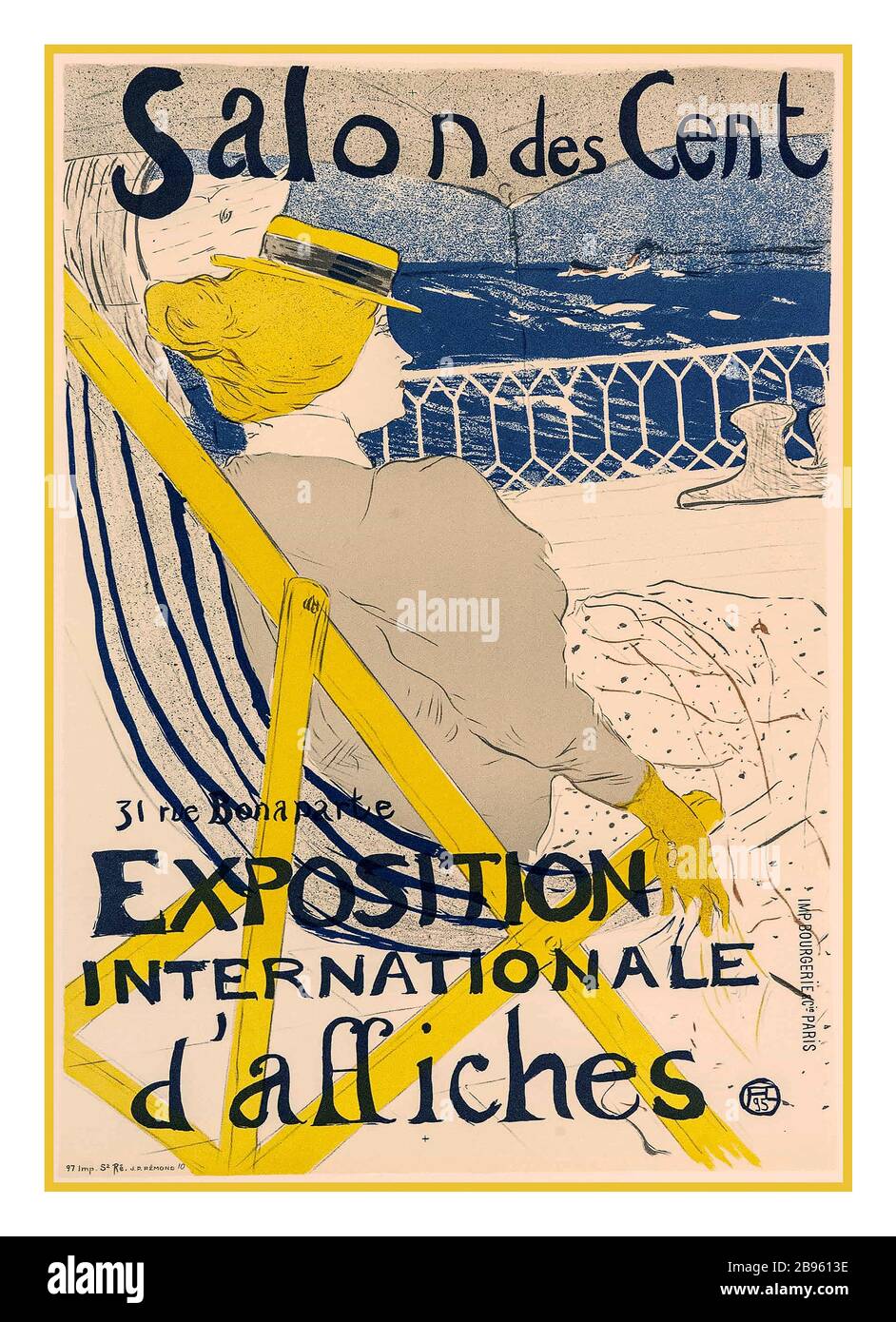 Vintage 1890 Henri de Toulouse-Lautrec - 'Salon des cent' exposition internationale d'affiches Henri de Toulouse-Lautrec LA PASSAGERE DE 54, ou PROMENADE en YACHT en (SALON DES CENT) 31 rue Bonapartre Banque D'Images