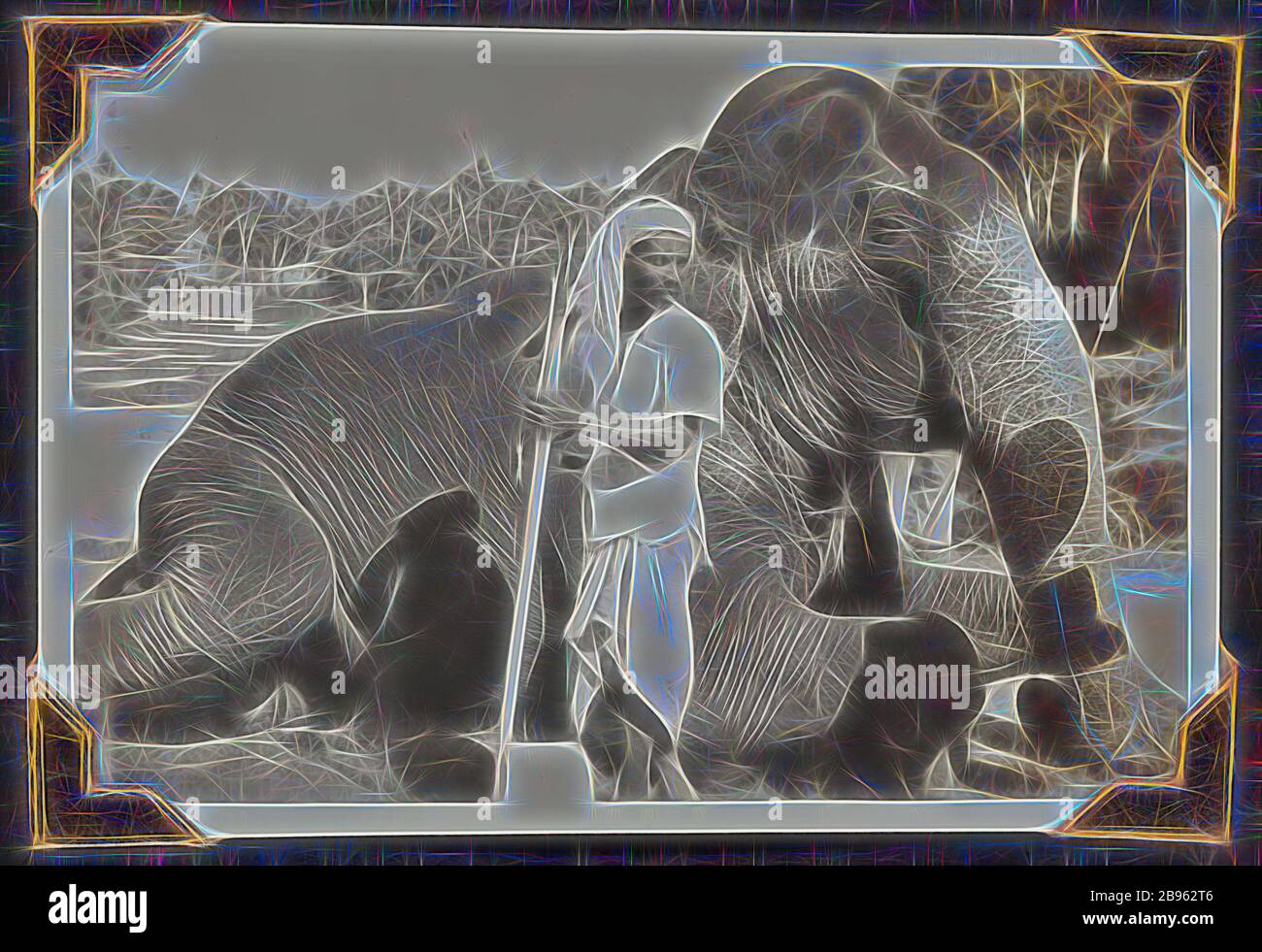 Elephant man avec plus grande famille palmer éléphant voyage migrants sri Lanka 14 mars 1947 Banque D'Images
