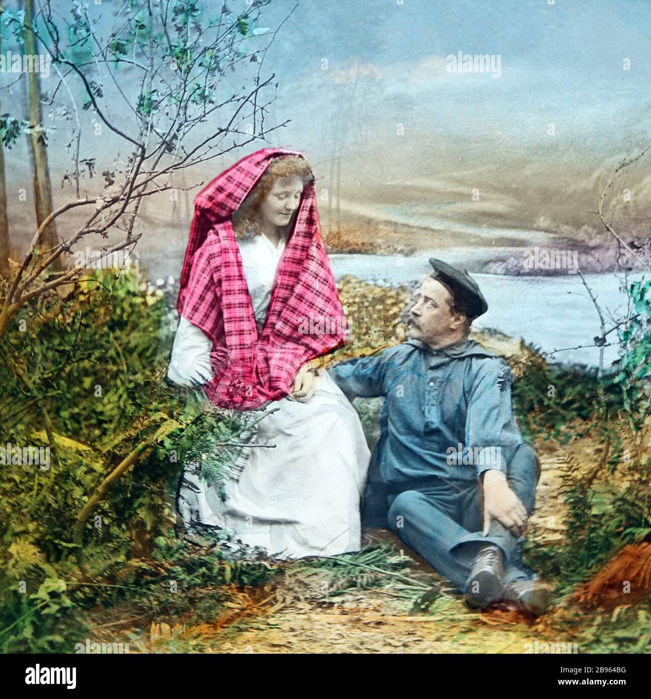 Une illustration victorienne de la chanson / poème 'Annie Laurie'. Il s'agit de l'image numéro 8. Il y a huit images au total, toutes sur Alay. Banque D'Images