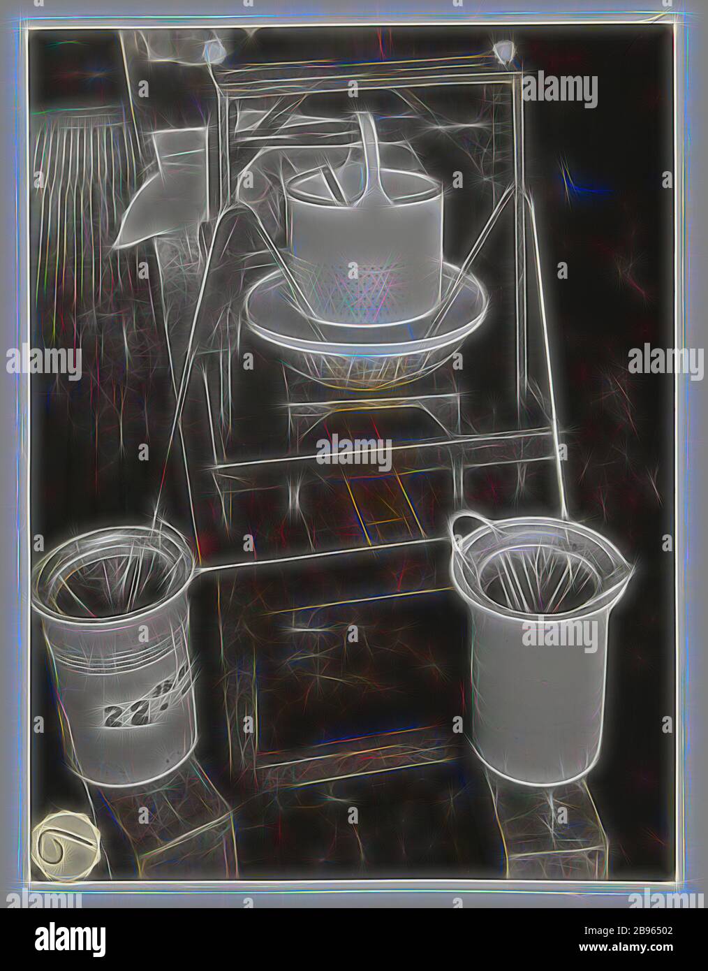 Photographie, solution finale de siphonage, Silver Nitrate Dept, Abbotsford, vers les années 1940, photographie en noir et blanc présentant le siphonage du nitrate d'argent dans l'usine Kodak Australasia Pty Ltd, Abbotsford. L'image est le numéro 6 d'une série mettant en vedette ce département et son équipement. Collection de produits, matériel promotionnel, photographies et objets de la vie active, quand la fabrication de Melbourne, repensée par Gibon, conception de chaleureux gai brillant de luminosité et de rayons de lumière radiance. L'art classique réinventé avec une touche moderne. Photographie inspirée par le futurisme, embrassant l'energ dynamique Banque D'Images