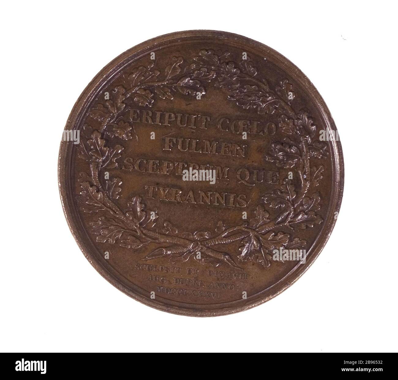 MEDAILLE Benjamin Franklin, 1786 Augustin Dupré (1748-1833). Médaille Benjamin Franklin (Anvers), 1786. Paris, musée Carnavalet. Banque D'Images