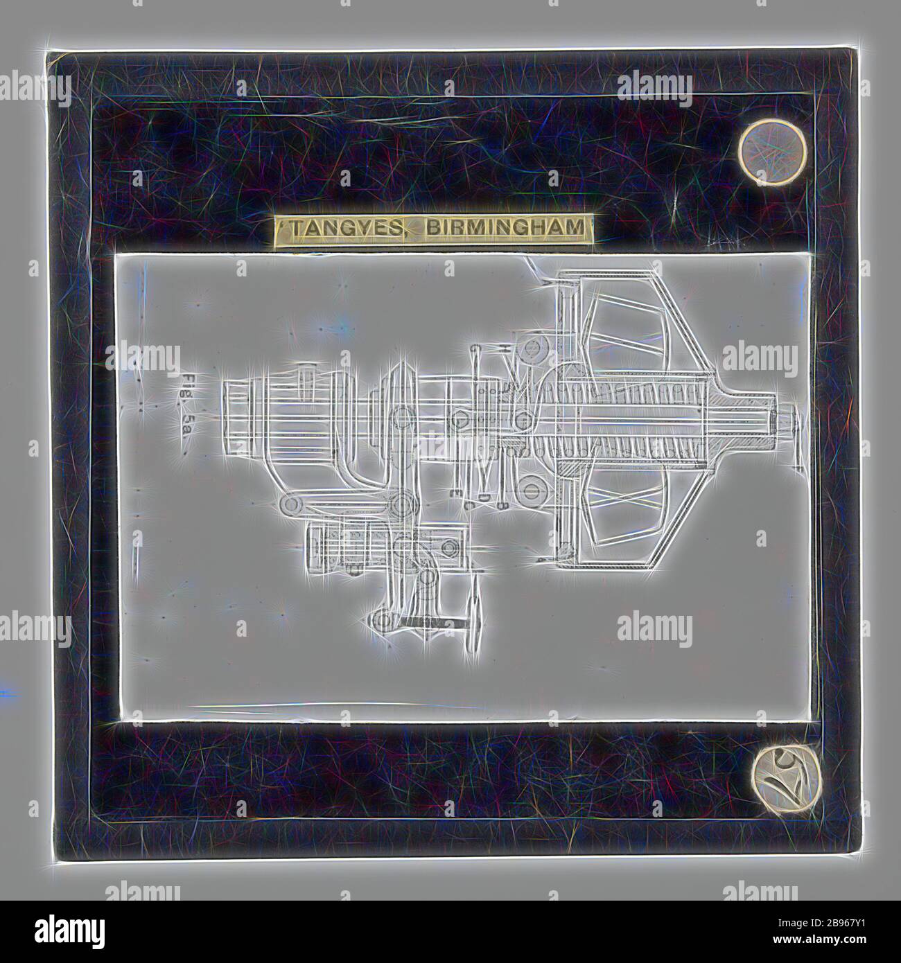 Diapositive lanterne - Tangyes Ltd, gouverneur, vers 1910, une des 239 diapositives lanternes en verre représentant des produits fabriqués par les ingénieurs de Tangyes Limited de Birmingham, Angleterre. Les images comprennent divers produits tels que les moteurs, les pompes centrifuges, les pompes hydrauliques, les producteurs de gaz, les machines d'essai de matériaux, les presses, les machines-outils, les vérins hydrauliques, etc. Tangyes était une entreprise qui a exploité de 1857 à 1957. Ils ont produit une grande variété d'ingénierie, réimaginé par Gibon, conception de chaleureux gai lumineux et lumineux rayonnant de la luminosité et de rayons de lumière. L'art classique réinventé avec une touche moderne. Photographie en petits Banque D'Images