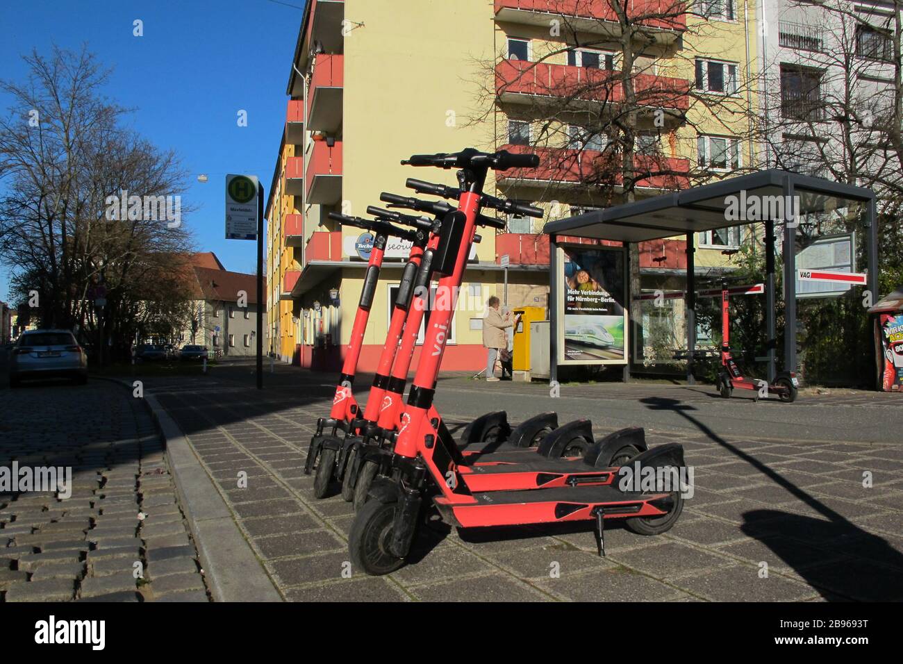 Scooters électriques. Nuremberg, Allemagne. Banque D'Images