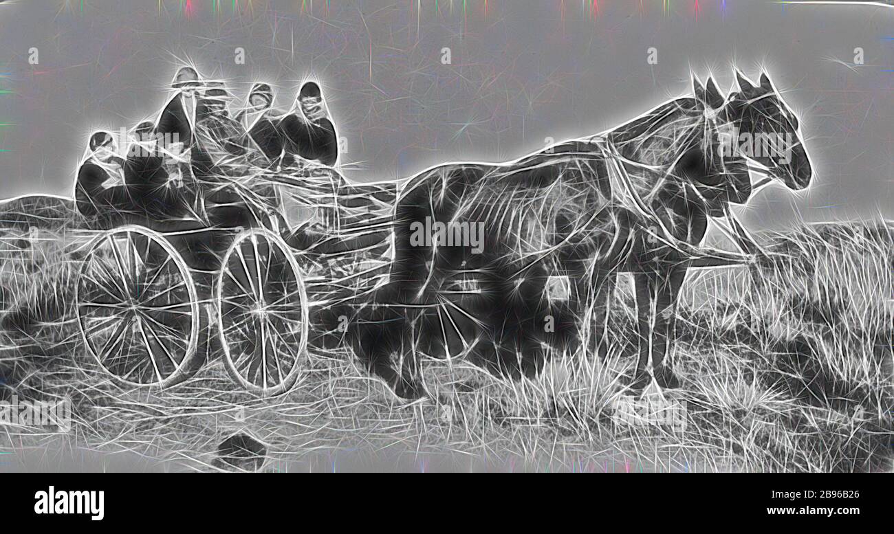 Négatif - les gens à Horse & Brougham, Portland, Victoria, Jan 1928, les gens à cheval et brougham., repensé par Gibon, design de gai gai gai chaud de luminosité et de rayons de lumière radiance. L'art classique réinventé avec une touche moderne. La photographie inspirée du futurisme, qui embrasse l'énergie dynamique de la technologie moderne, du mouvement, de la vitesse et révolutionne la culture. Banque D'Images