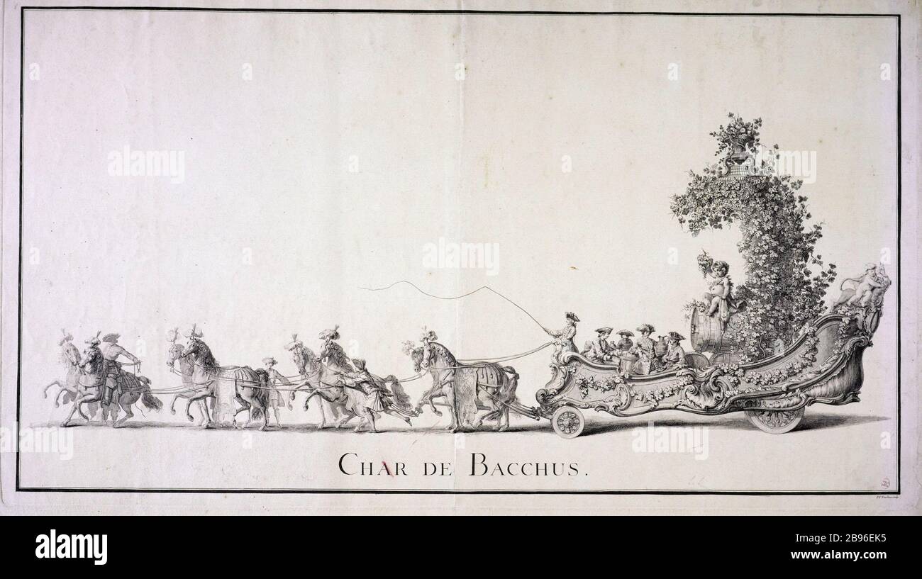 CHAR BACCHUS (FESTIVALS DU MARIAGE DE DAUPHIN) Jacques-François Blondel (1705-1774). 'Char de Bacchus (fêtes du mariage du Dauphin)'. Gravité. Paris, musée Carnavalet. Banque D'Images