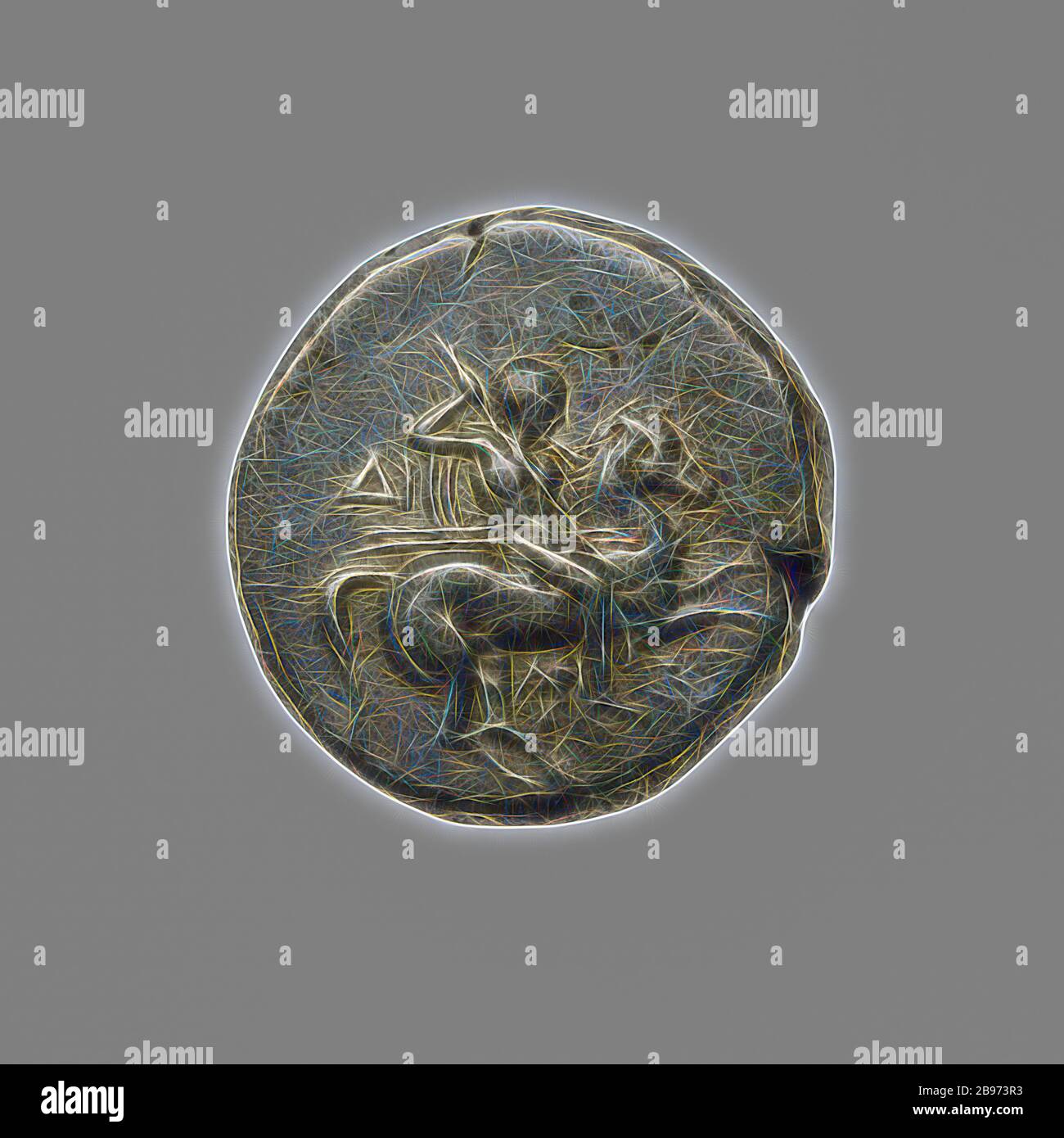 Stater, Unknown, Tarentum (Taras), Italie du Sud, 270–250 av. J.-C., Silver, 0,006 kg (0,0132 lb.), repensé par Gibon, design de glanissement chaleureux et gai de la luminosité et des rayons de lumière radiance. L'art classique réinventé avec une touche moderne. La photographie inspirée du futurisme, qui embrasse l'énergie dynamique de la technologie moderne, du mouvement, de la vitesse et révolutionne la culture. Banque D'Images