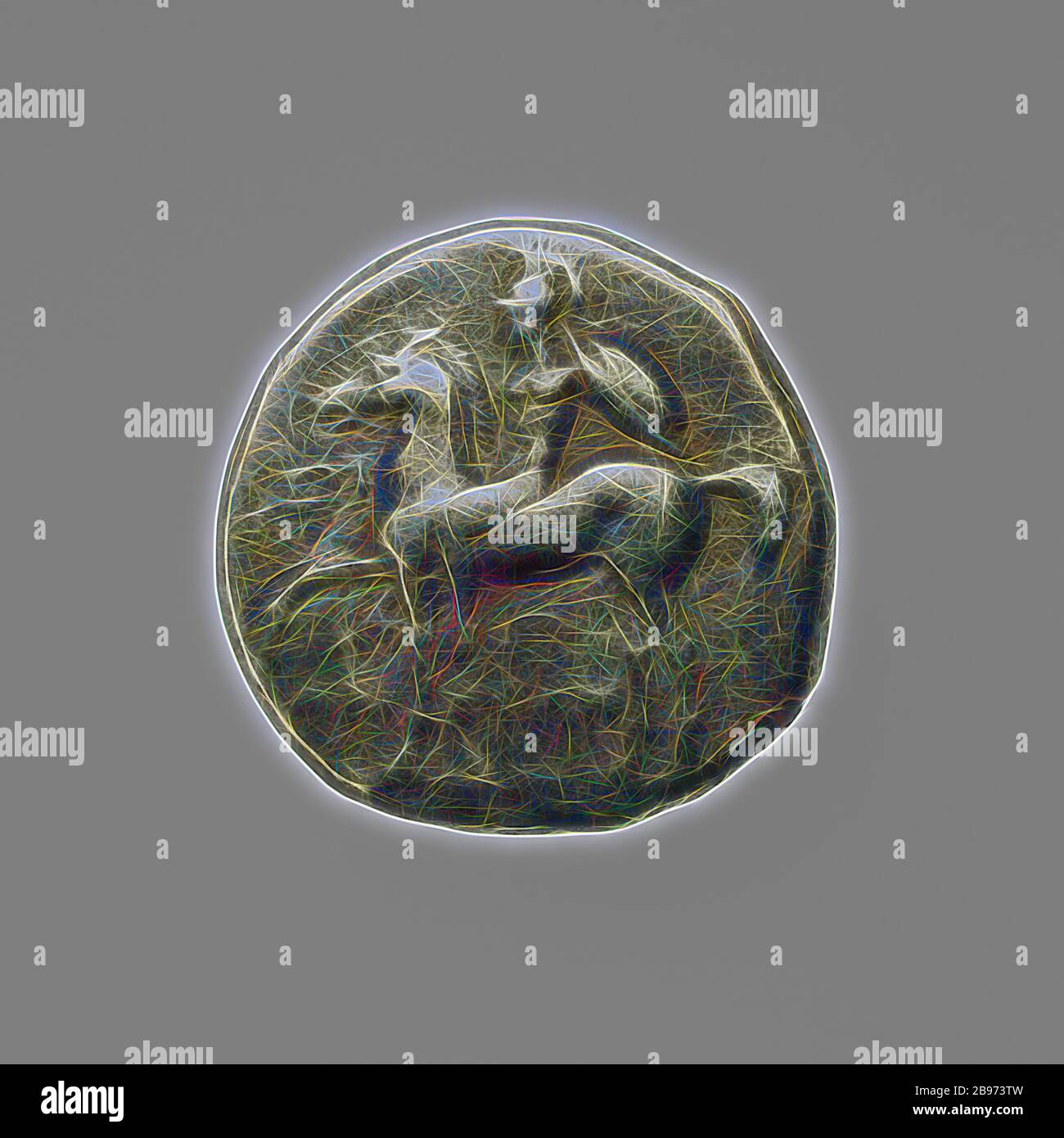 Stater, Unknown, Tarentum (Taras), Italie du Sud, 270–250 av. J.-C., Silver, 0,063 kg (0,0139 lb.), repensé par Gibon, design de glanissement chaleureux et gai de la luminosité et des rayons de lumière radiance. L'art classique réinventé avec une touche moderne. La photographie inspirée du futurisme, qui embrasse l'énergie dynamique de la technologie moderne, du mouvement, de la vitesse et révolutionne la culture. Banque D'Images