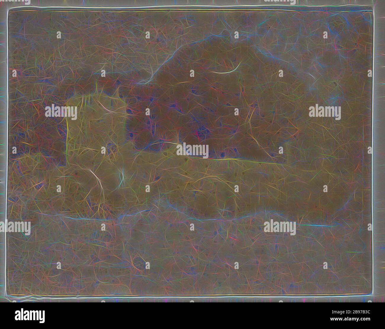 Abbaye de Lacock, William Henry Fox Talbot (anglais, 1800 - 1877), 1835–1839, négatif de dessin photogénique, 7,5 × 9,4 cm (2 15/16 × 3 11/16 in.), réinventé par Gibon, design de glanissement chaleureux et gai de la luminosité et des rayons de lumière radiance. L'art classique réinventé avec une touche moderne. La photographie inspirée du futurisme, qui embrasse l'énergie dynamique de la technologie moderne, du mouvement, de la vitesse et révolutionne la culture. Photo Stock