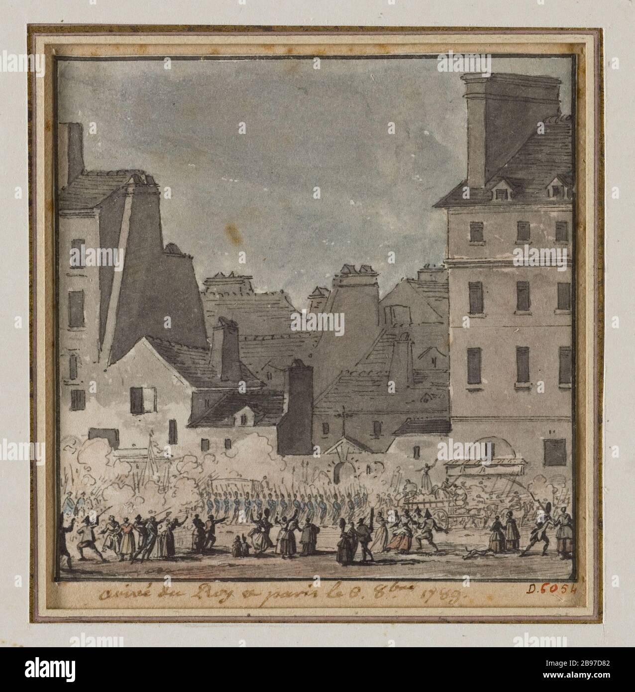 ARRIVÉE À PARIS LE ROY 8 octobre 1789 Ecole française (fin XVIIIème siècle). 'Arrivée du Roy à Paris le 8 octobre 1789'. Panache, aquarelle, 1789. Paris, musée Carnavalet. Banque D'Images