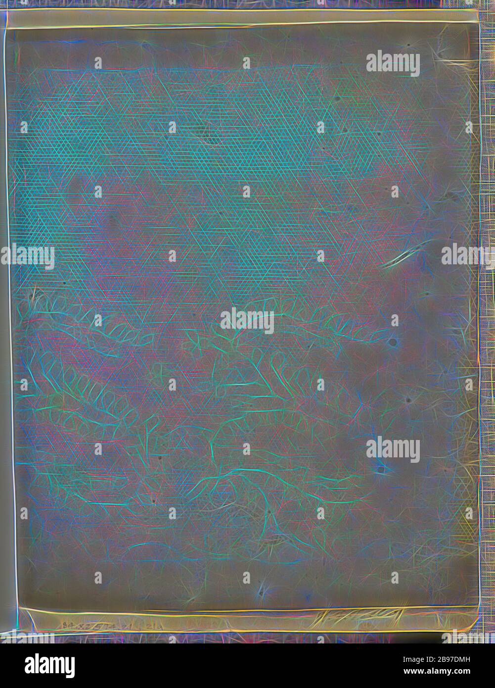 Dessin photogénique d'un fragment de dentelle, William Henry Fox Talbot (anglais, 1800 - 1877), 1839, dessin photogénique, 22,7 × 18,3 cm (8 15/16 × 7 3/16 po), réinventé par Gibon, design de glanissement chaleureux et gai de la luminosité et des rayons de lumière radiance. L'art classique réinventé avec une touche moderne. La photographie inspirée du futurisme, qui embrasse l'énergie dynamique de la technologie moderne, du mouvement, de la vitesse et révolutionne la culture. Photo Stock
