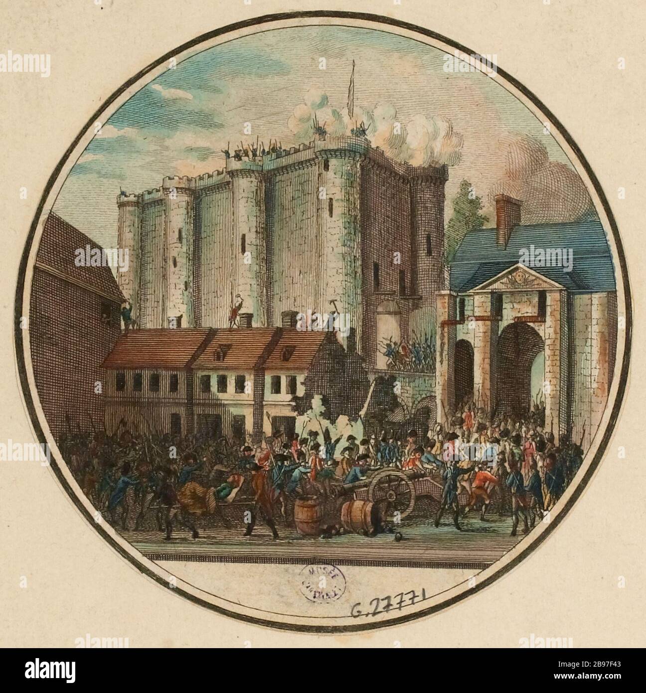 Révolution française. Historique de la galerie (G. H.). Orming de la Bastille, l'actuel 4ème, 11ème et 12ème arrondissement, 14 juillet 1789 (TF) Banque D'Images