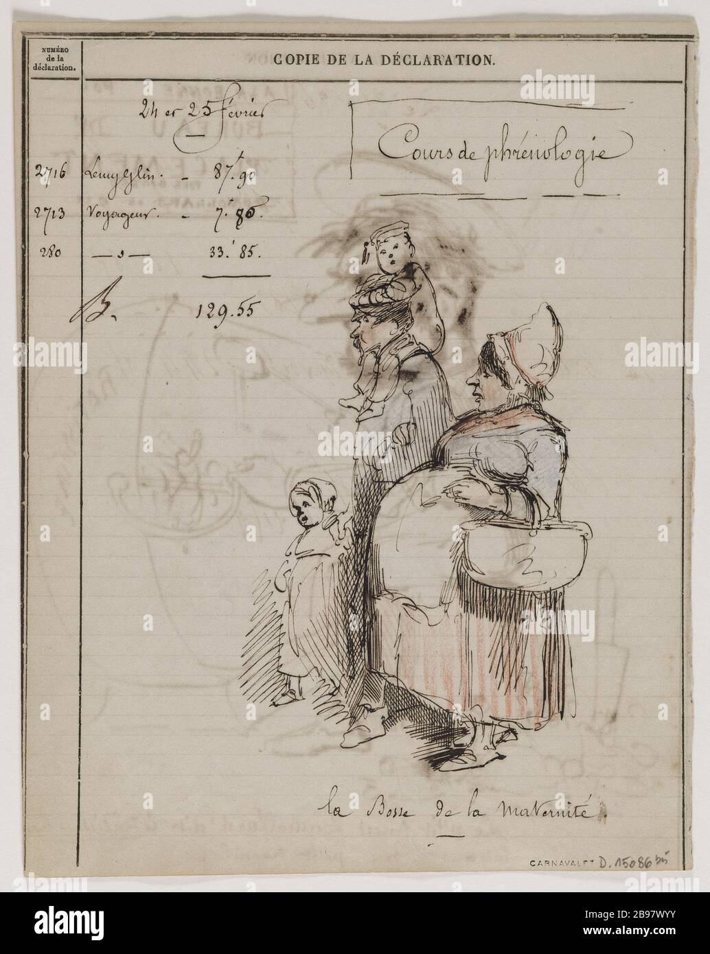 LE BOSSE DE MATERNITÉ Paul Hadol (1835-1875). 'La bosse de la maternié'. Panache, Encre brune, crayons de couleur rouge et bleu, 1860-1865. Paris, musée Carnavalet. Banque D'Images LE BOSSE DE MATERNITÉ Paul Hadol (1835-1875). 'La bosse de la maternié'. Panache, Encre brune, crayons de couleur rouge et bleu, 1860-1865. Paris, musée Carnavalet. Banque D'Images