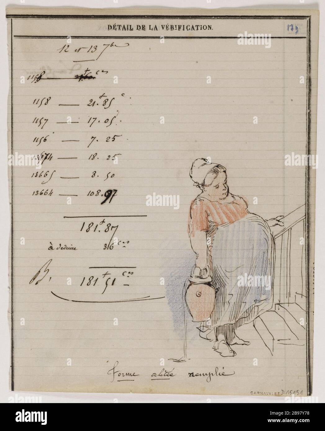 FORMULAIRE COMPLÉTÉ bedridden Paul Hadol (1835-1875). 'La Forme par la remplie'. Plume, Encre brune, crayons de couleur bleu et rouge, 1860-1865. Paris, musée Carnavalet. Banque D'Images FORMULAIRE COMPLÉTÉ bedridden Paul Hadol (1835-1875). 'La Forme par la remplie'. Plume, Encre brune, crayons de couleur bleu et rouge, 1860-1865. Paris, musée Carnavalet. Banque D'Images
