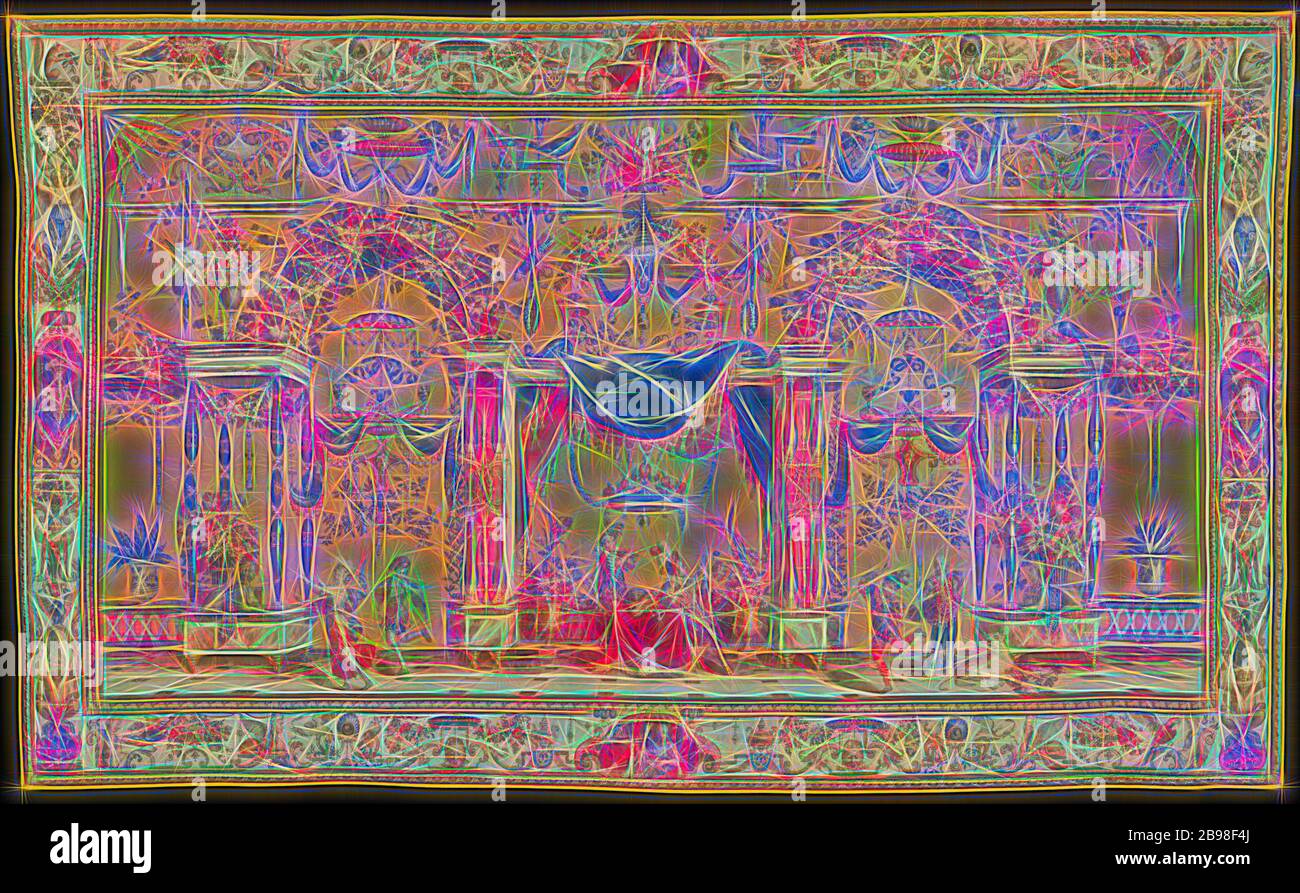 Musiciens et danseurs, Beauvais Manufactory (français, fondée en 1664), d'après les dessins de Jean-Baptiste Monnoyer (français, 1636 - 1699), le dessin de la frontière attribué à Jean-Baptiste Monnoyer (français, 1636 - 1699), Et Guy-Louis Vernansal (français, 1648 - 1729), 1690 - 1730, Laine et soie, 316.9 x 522 cm (124 3/4 x 205 1/2 po), repensé par Gibon, conception de lumière chaude et gaie, rayonnant de lumière et de rayonnement de lumière. L'art classique réinventé avec une touche moderne. Photographie inspirée par le futurisme, embrassant l'énergie dynamique de la technologie moderne, le mouvement, la vitesse et révolutionnez la culture. Banque D'Images