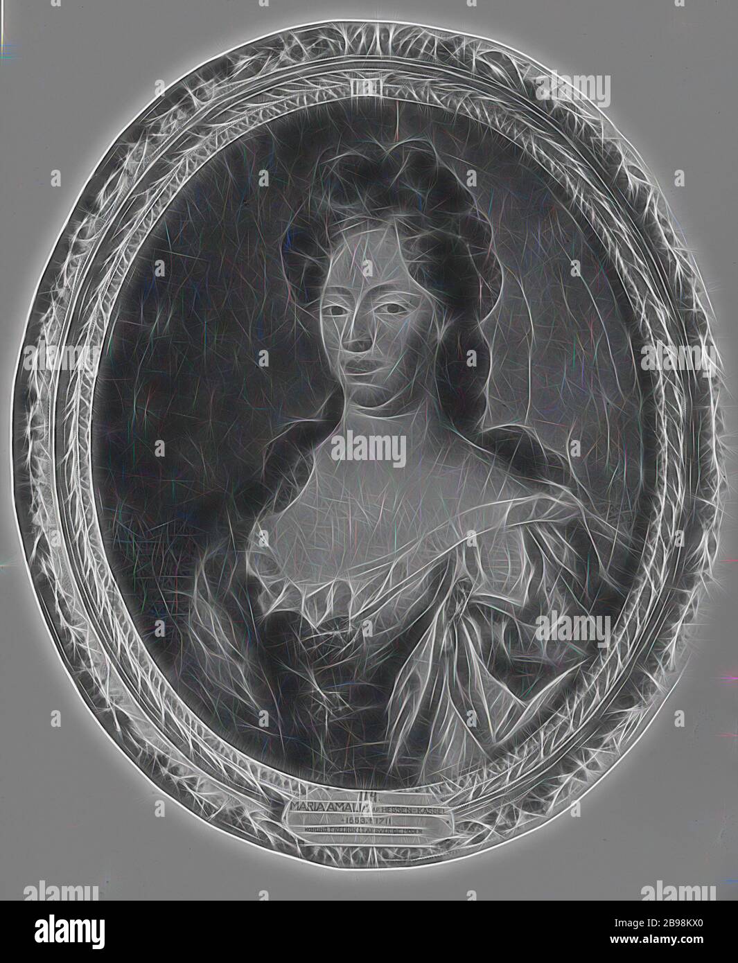 Maria Amalia, 1653-1711, princesse de pays du Kurland Comtesse de Hessen-Kassel, peinture, portrait, Maria Amalia de Courland, huile sur toile, hauteur, 80 cm (31.4 pouces), largeur, 65 cm (25.5 pouces), réimaginé par Gibon, conception de lumière chaleureuse et gaie rayonnante radiance de lumière. L'art classique réinventé avec une touche moderne. Photographie inspirée par le futurisme, embrassant l'énergie dynamique de la technologie moderne, le mouvement, la vitesse et révolutionnez la culture. Banque D'Images