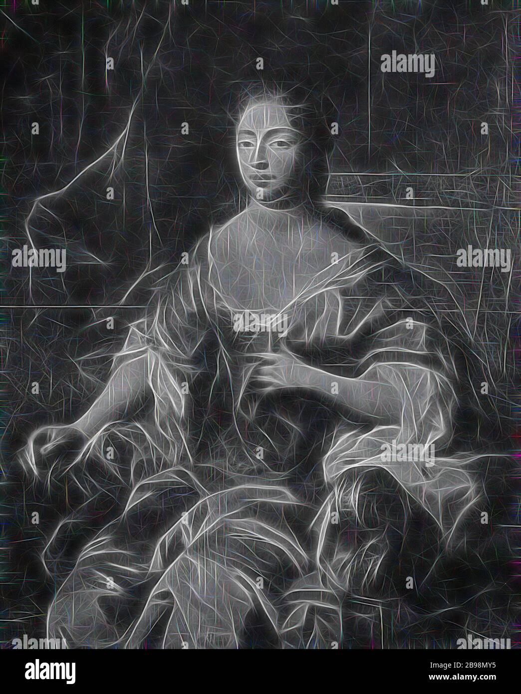 Attribué à Herman Hendrik Quiter dy, Maria Amalia, 1653-1711, princesse de Kurland fille de Hessen-Kassel, peinture, 1725, huile sur toile, hauteur, 139 cm (54.7 pouces), largeur, 107, cm (42.1 pouces), réimaginé par Gibon, conception de chaleureux gai lumineux rayonnant de luminosité et de rayons lumineux radiance. L'art classique réinventé avec une touche moderne. Photographie inspirée par le futurisme, embrassant l'énergie dynamique de la technologie moderne, le mouvement, la vitesse et révolutionnez la culture. Banque D'Images