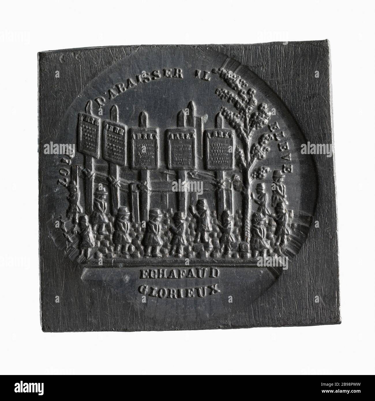 Condamnation par contumace de six participants à la manifestation de mai 1848 25 avril 1849 (titre factice) Médaille sur la condamnation par contumace de six participants à la manifestation de mai 1848, 25 avril 1849. Cuivre blanc. Après 1849. Paris, musée Carnavalet. Banque D'Images