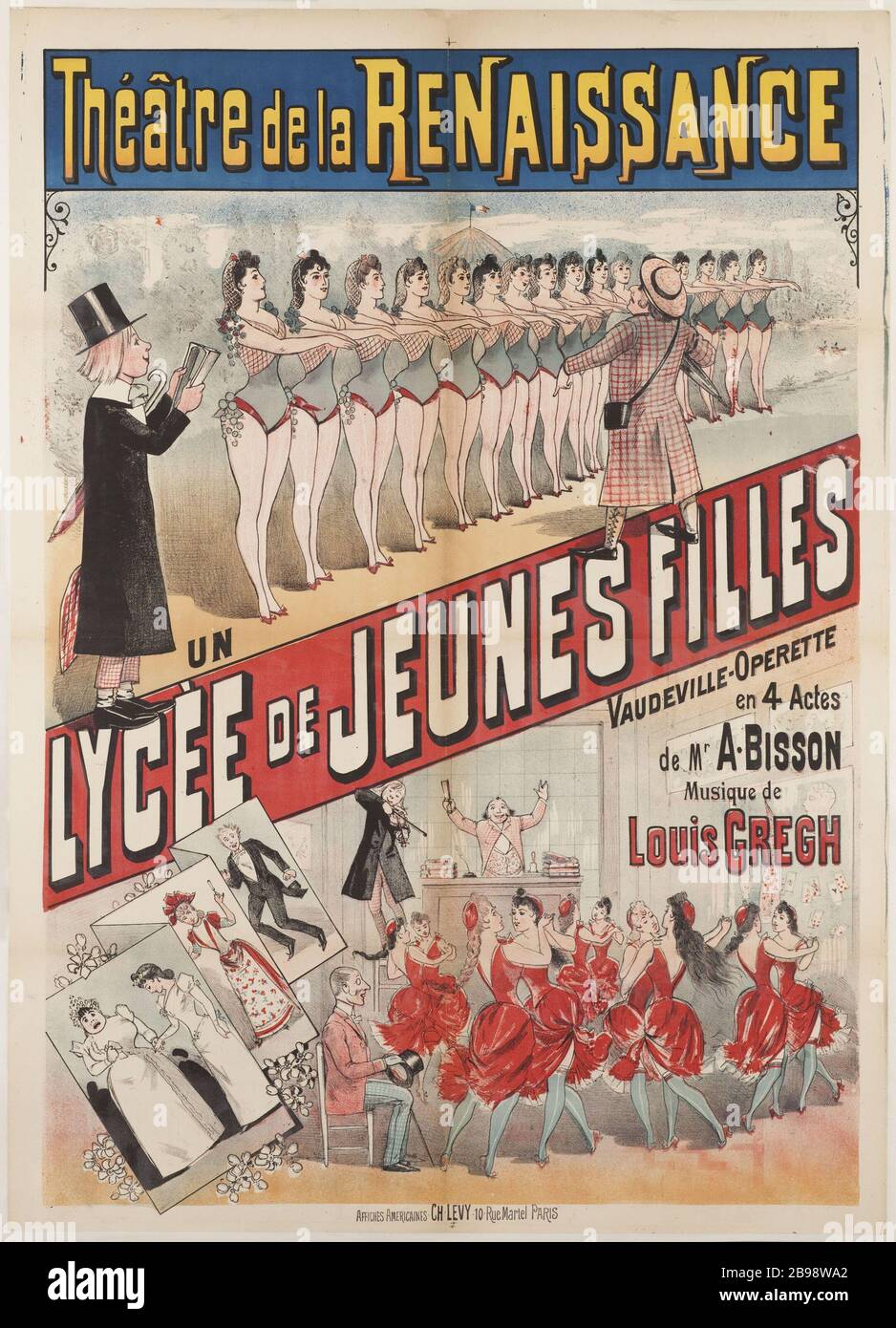 THÉÂTRE DE L'ÉCOLE RENAISSANCE FILLES 'Théâtre de la Renaissance, Lycée de jeunes filless'. Lithographie, 1890. Paris, musée Carnavalet. Banque D'Images