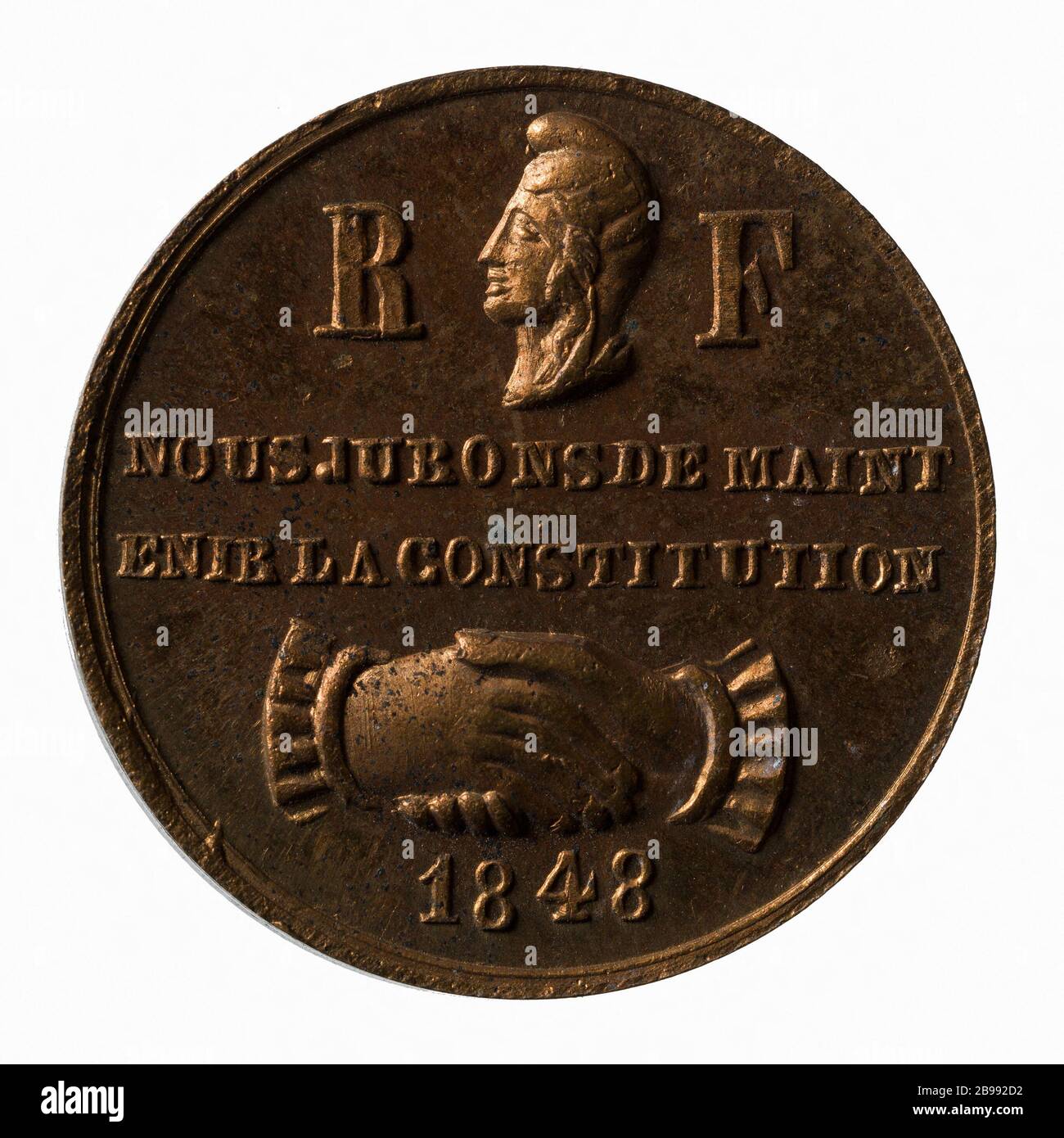 Premier anniversaire de la deuxième République, 1849 (titre factice) Médaille du premier anniversaire de la République, 1849. Paris, musée Carnavalet. Banque D'Images