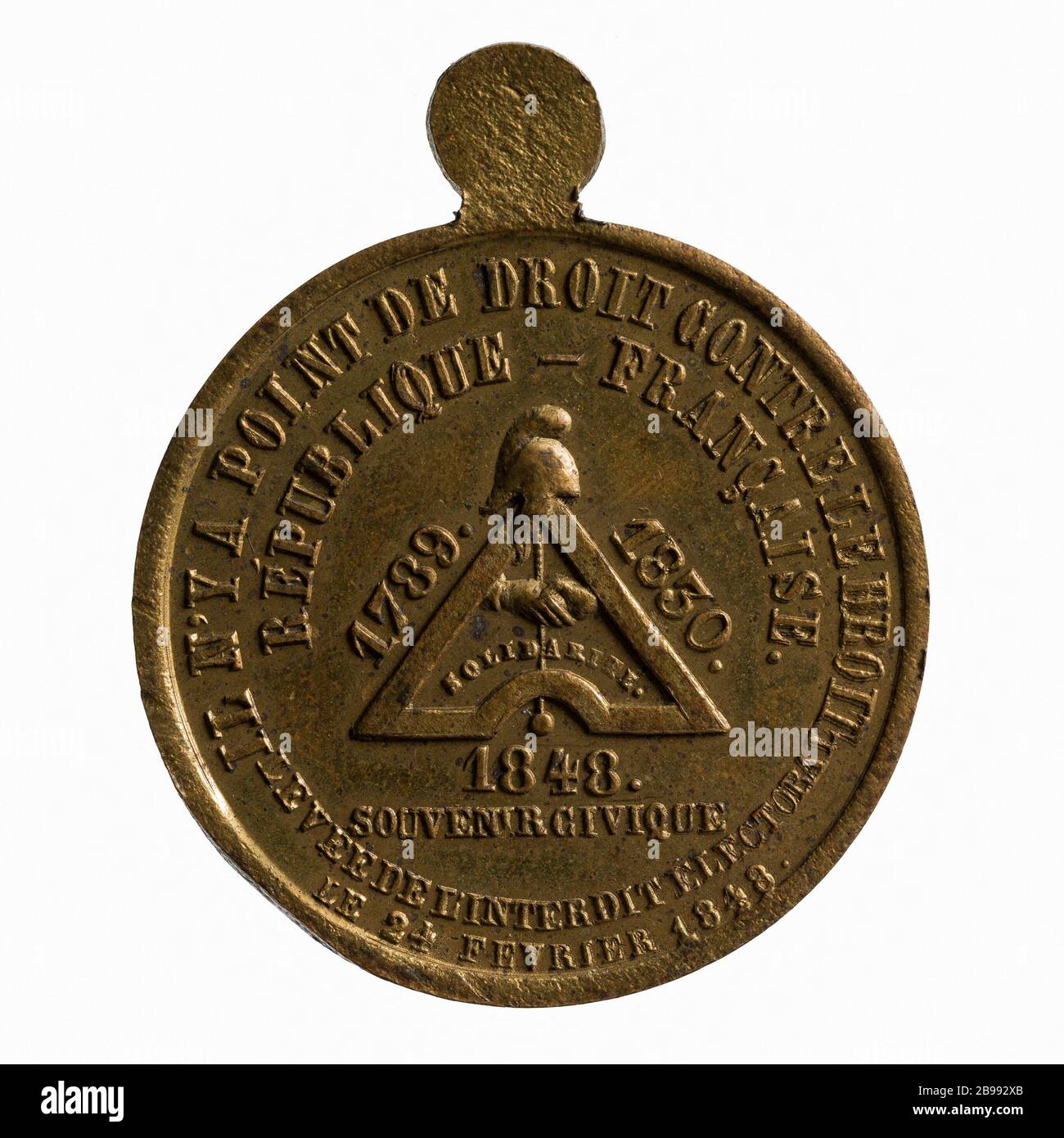 Levée de l'interdiction électorale, 24 février 1848 (titre factice) Médaille représentant la levée de l'interdit électoral, 24 février 1848. Paris, musée Carnavalet. Banque D'Images