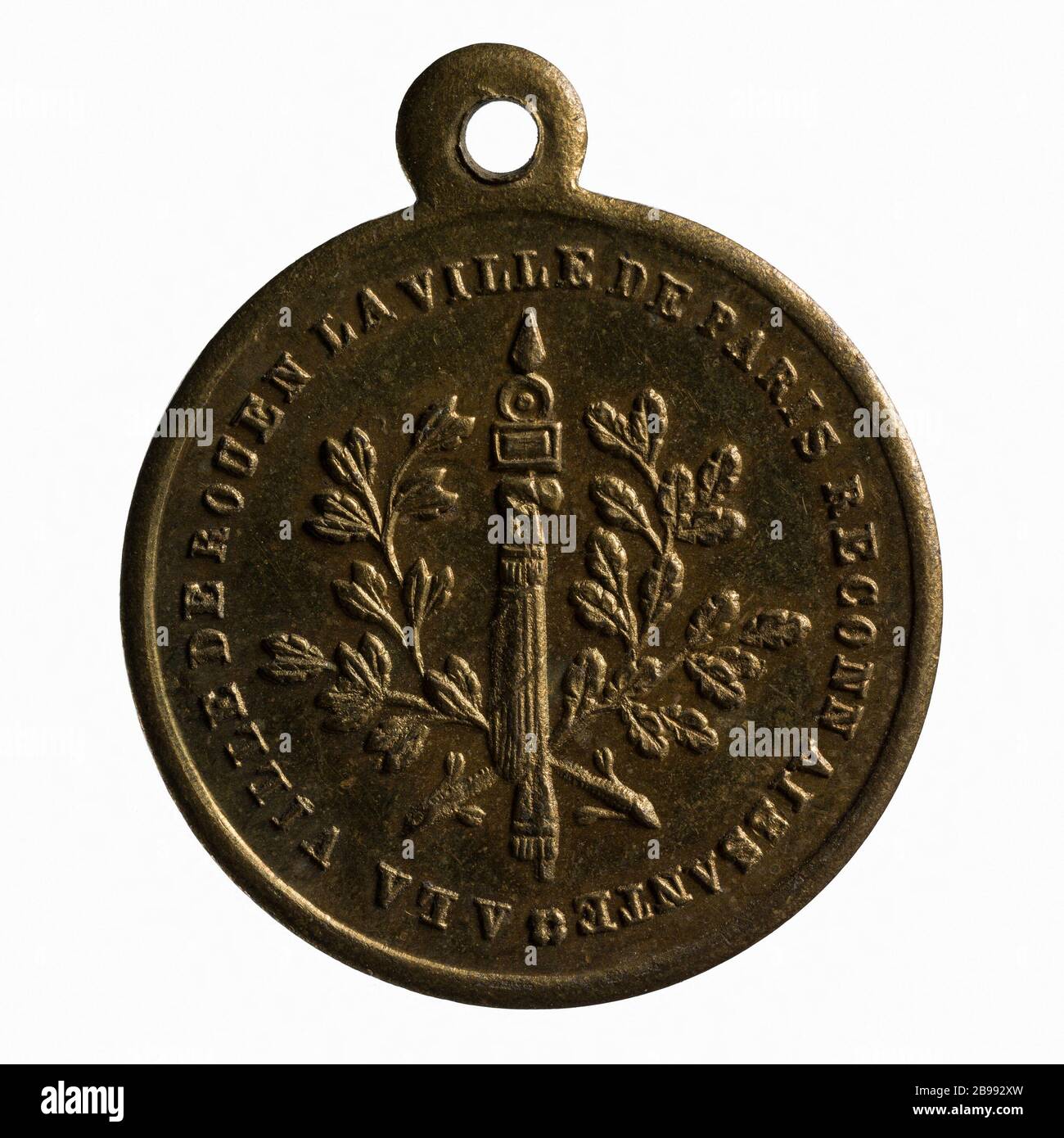Hommage à la ville de Paris à Rouen, 1848 (titre factice) Médaille de l'hommage de la ville de Paris à la ville de Rouen, 1848. Paris, musée Carnavalet. Banque D'Images