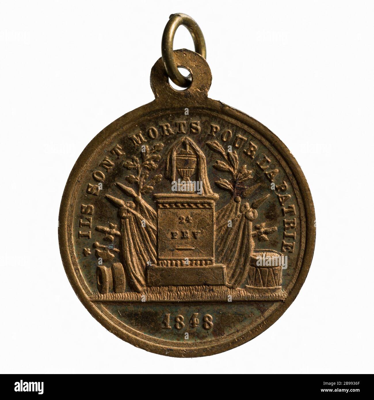 Premier anniversaire de la deuxième République, hommage aux morts de la Révolution de 1848, 1849 (titre factice) Médaille du premier anniversaire de la République, hommage aux morts de la Révolution de 1848. Réalisé en 1849. Paris, musée Carnavalet. Banque D'Images