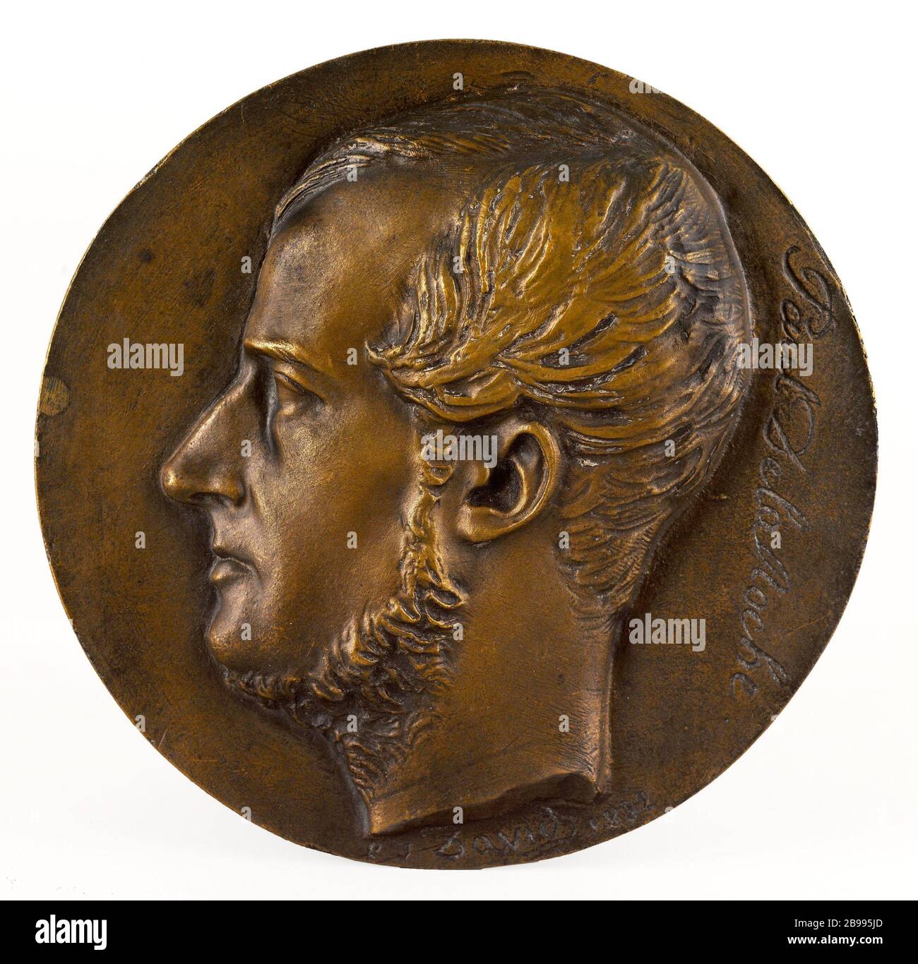 PORTRAIT DE PAUL DELAROCHE (1797-1856), PEINTRE David d'Angers (1788-1856). Portrait de Paul Delaroche (1797-1856), peintre français. Bronze, fonte au sable. 1832. Paris, musée Carnavalet. Banque D'Images