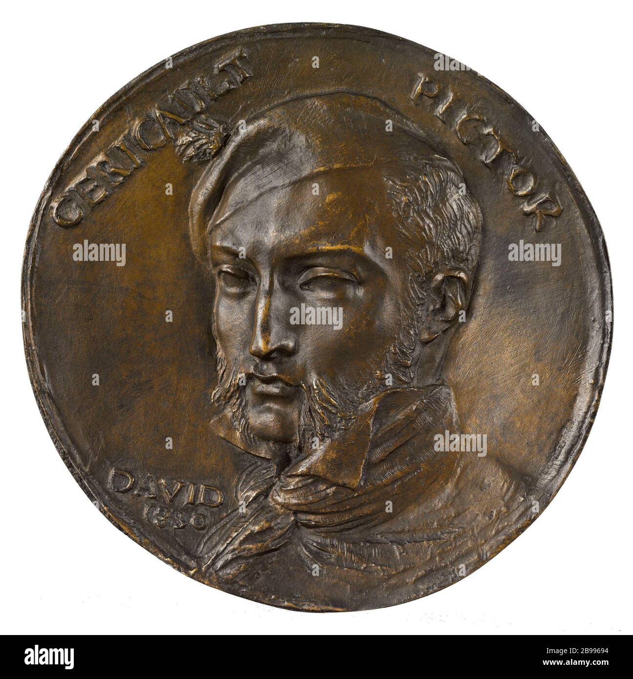 PORTRAIT DE THÉODORE GERICAULT (1791-1824), PEINTRE David d'Angers (1788-1856). Portrait de Théodore Géricault (1791-1824), PEINtre English. Bronze, fonte au sable. 1830. Paris, musée Carnavalet. Banque D'Images