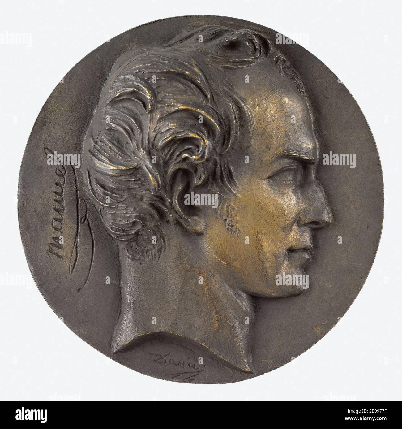 PORTRAIT DE JACQUES-ANTOINE MANUEL (1775-1827), HOMME POLITIQUE David d'Angers (1788-1856). Portrait de Jacques-Antoine Manuel (1775-1827), homme politique English. Bronze, fonte au sable. XIXème siècle. Paris, musée Carnavalet. Banque D'Images