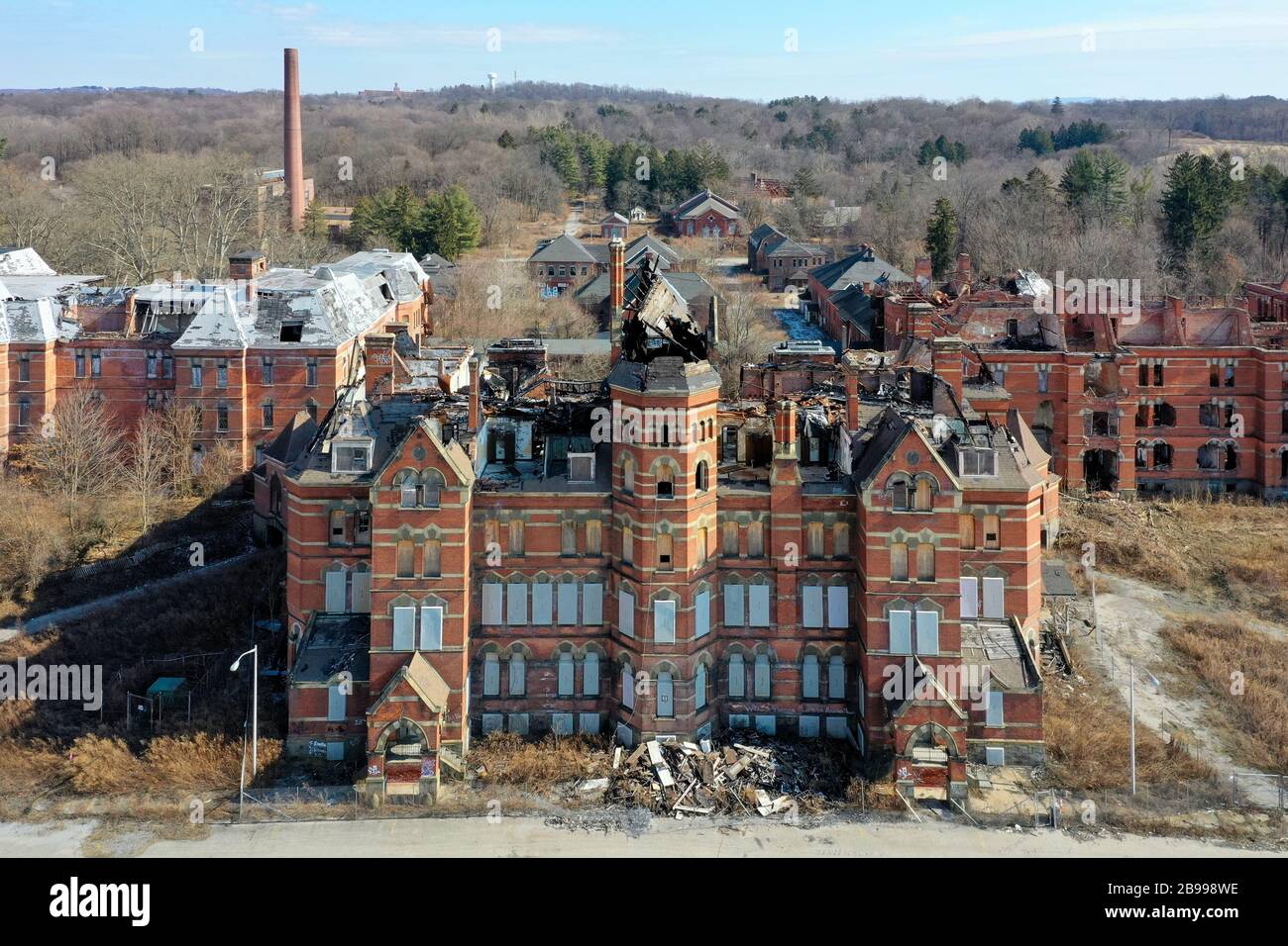 L'Hôpital d'État de la rivière Hudson est un ancien hôpital psychiatrique de l'État de New York qui a fonctionné de 1873 jusqu'à sa fermeture au début des années 2000. Banque D'Images