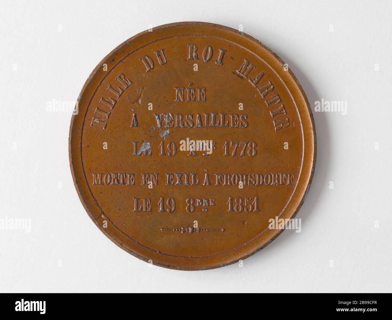 Marie Thérèse Charlotte, duchesse d'Angoulême, nommée Madame Royale (1778-1851) Nicolas Heurthaux. 'Marie-Thérèse-Charlotte, duchesse d'Angoulême, dite Madame Royale (1778-1851)'. Bronze d'étain. Paris, musée Carnavalet. Banque D'Images