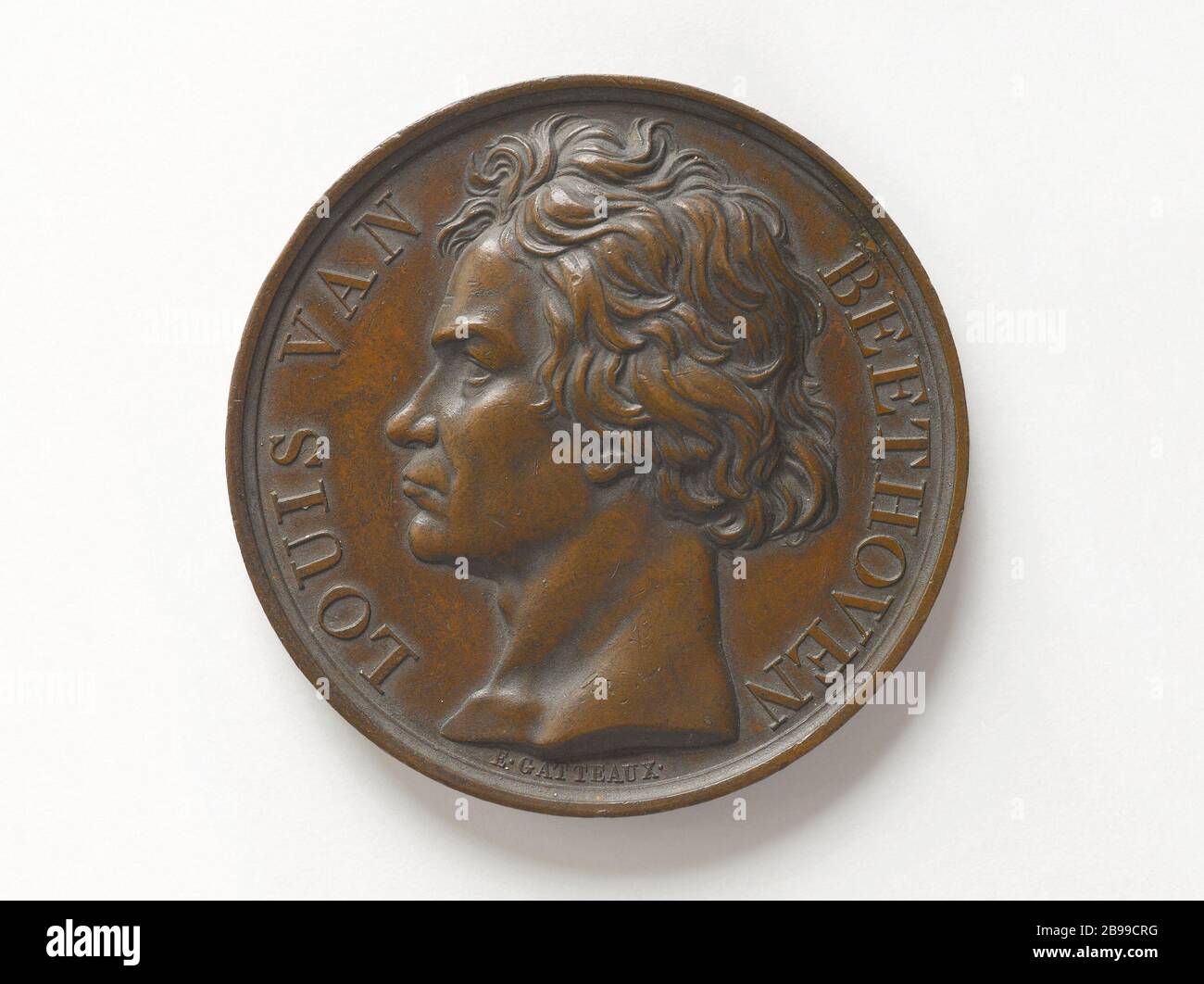 Beethoven (1770-1827) Jacques Edouard Gatteaux (1788-1881). 'Ludwing van Beethoven (1770-1827)'. Bronze. Paris, musée Carnavalet. Banque D'Images