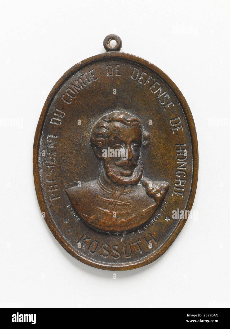 Lajos Kossuth (1802-1894), président du comité de défense de honneur, 1851 Lajos Kossuth Desforges (1802-1894), président du comité de défense de honneur, 1851. Bronze. Paris, musée Carnavalet. Banque D'Images