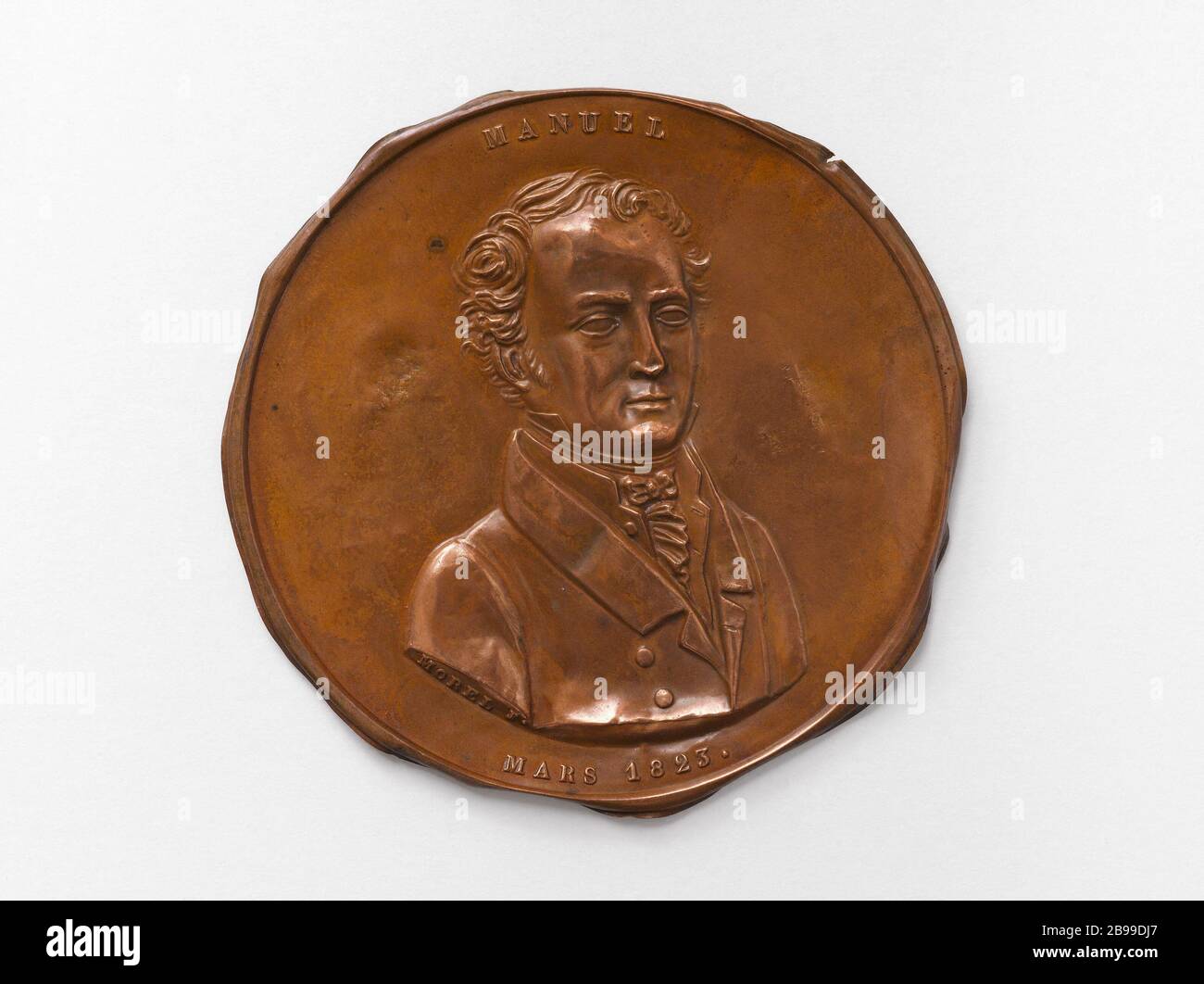 Jacques-Antoine Manuel (1775-1827), déné (1815, 1820-1823), mars 1823 Morel. Jacques-Antoine Manuel (1775-1827), déné (1815, 1820-1823), mars 1823. Cuivre repousé. Paris, musée Carnavalet. Banque D'Images