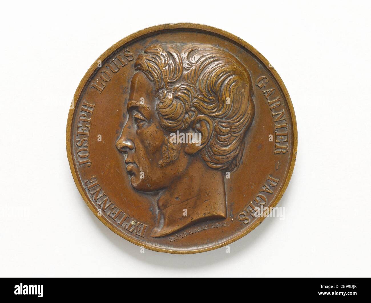 Étienne Joseph Louis Garnier, dit Garnier-Pagès (1801-1841), homme politique français, déné de la Sarthe (1835), 1841 Émile Rogat (1770-1852). Étienne Joseph Louis Garnier, dit Garnier-Pagès (1801-1841), homme politique français, saisi de la Sarthe (1835). Bronze, 1841. Paris, musée Carnavalet. Banque D'Images