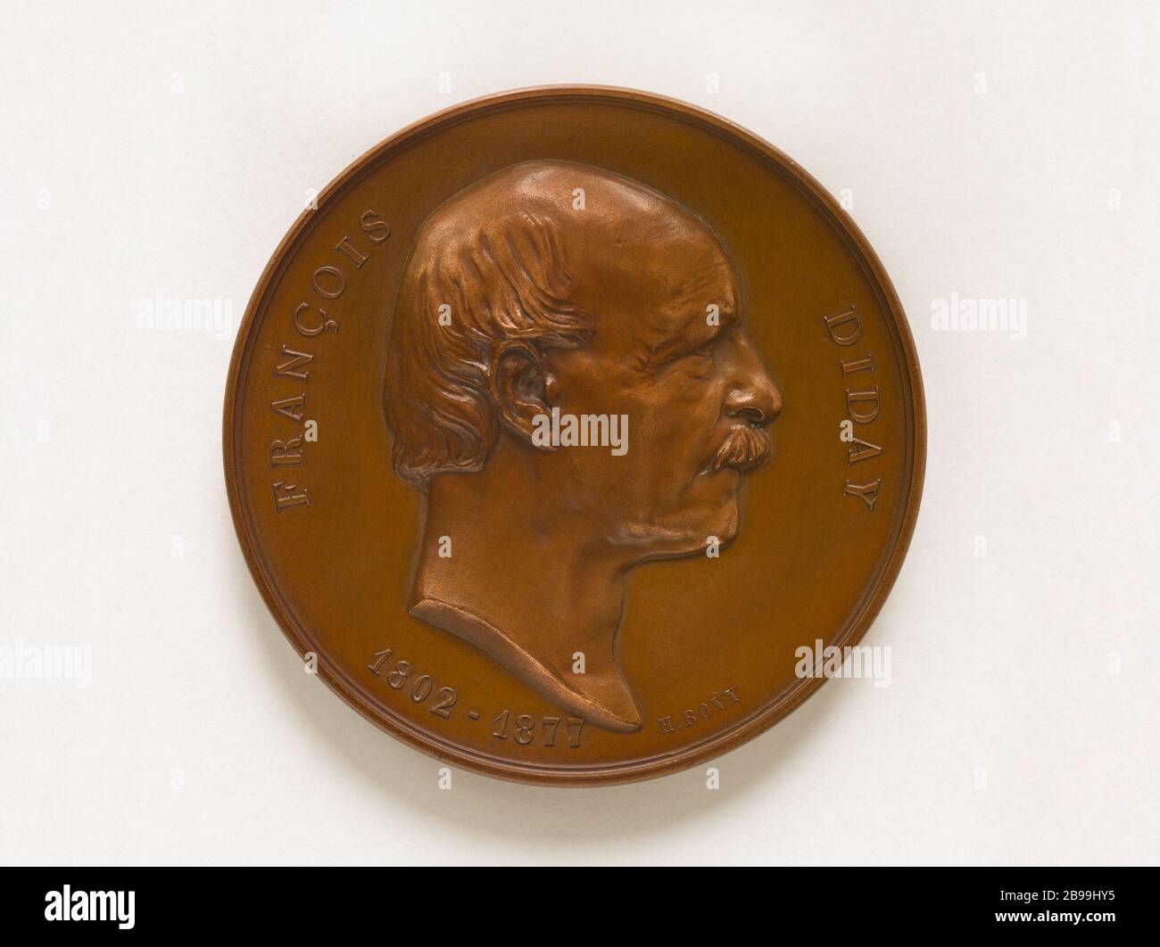 François Diday (1802-1877), peintre suisse du paysage après 1877 Hugues Bovy (1841-1903). François Diday (1802-1877), peintre de paysage suisse, après 1877. Bronze, après 1877. Paris, musée Carnavalet. Banque D'Images