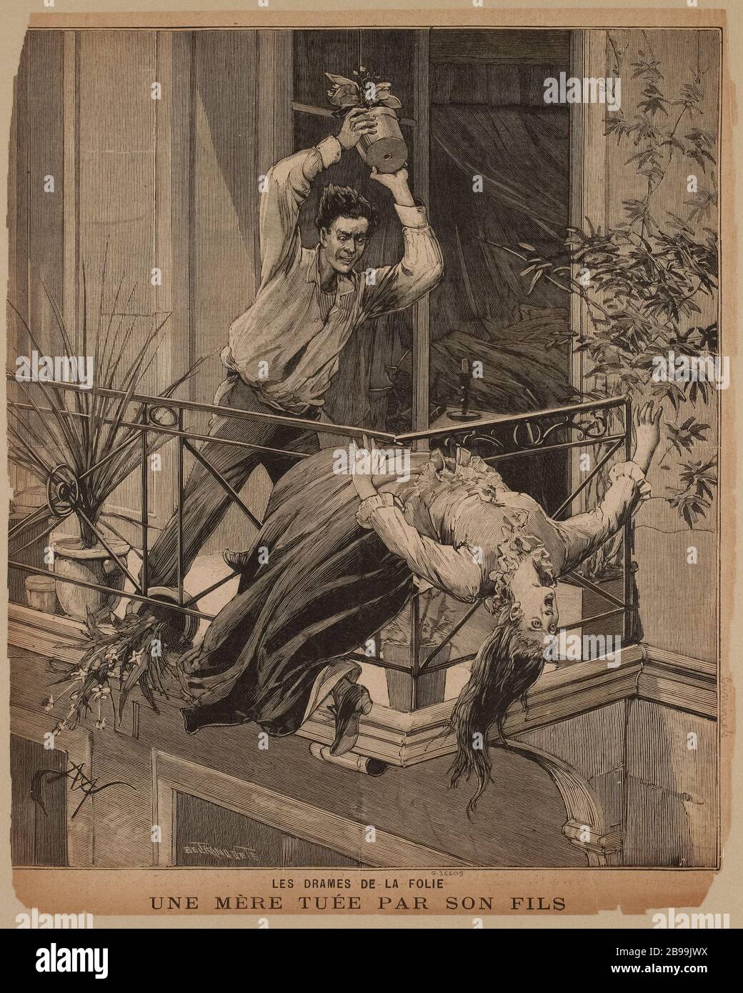 Les drames de la folie / mère tué par son fils. Banque D'Images
