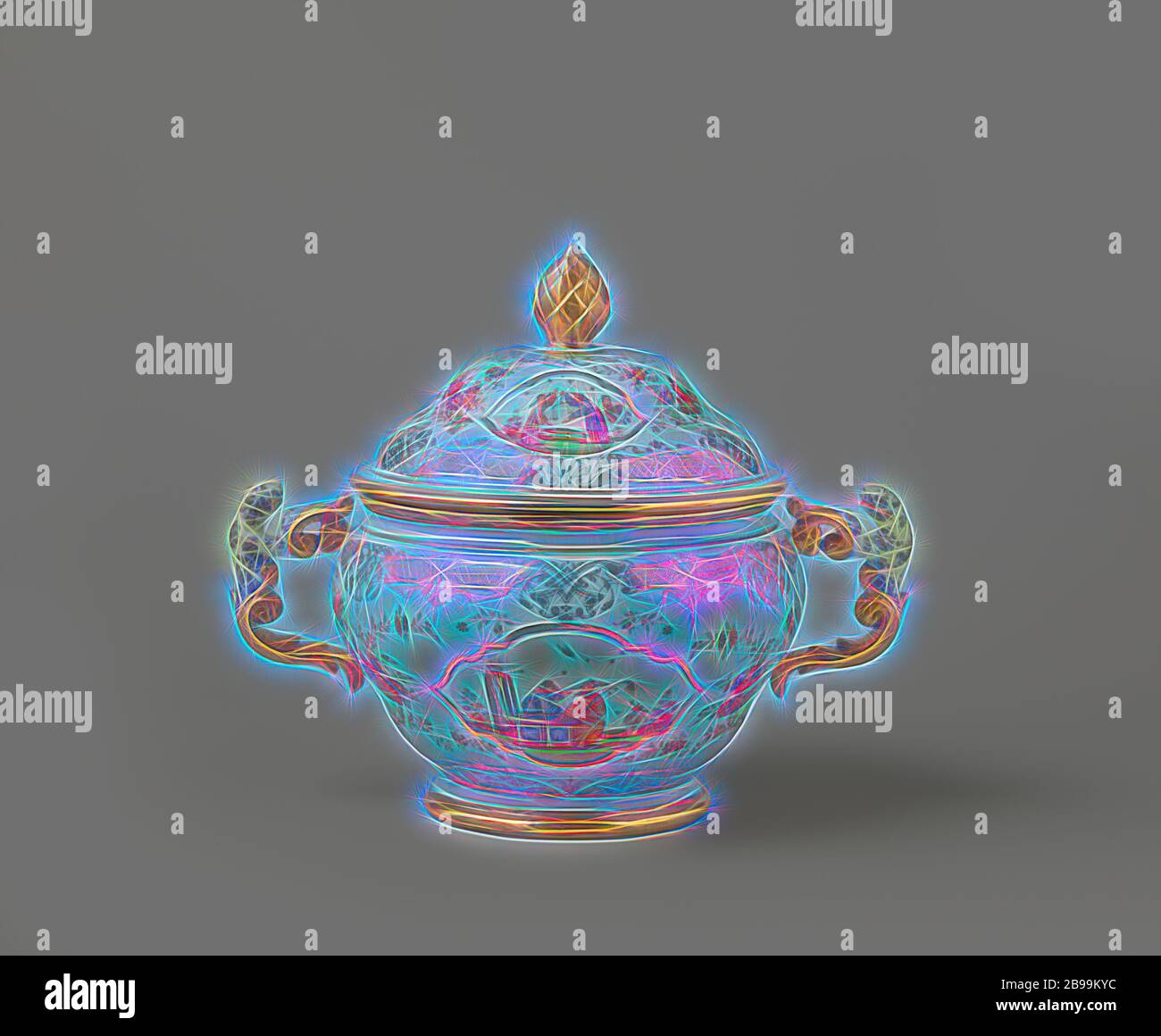 Vase Chinois En Verre Décoré - Scènes Chinoises, Hauteur 26 Cm, état Impeccable