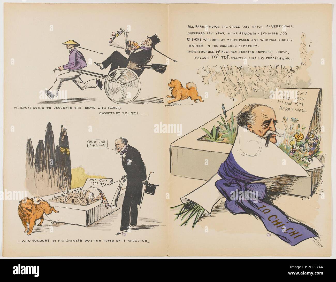 LE NOUVEAU MONDE, 3ÈME SÉRIE RELATIVE À LA VIE PARIS - À CHI-CHI SEM (1863-1934). 'Le Nouveau monde, 3ème série se rapportant à la vie Parisienne - au Chi-Chi'. Lithographie couleur. Paris, musée Carnavalet. Banque D'Images