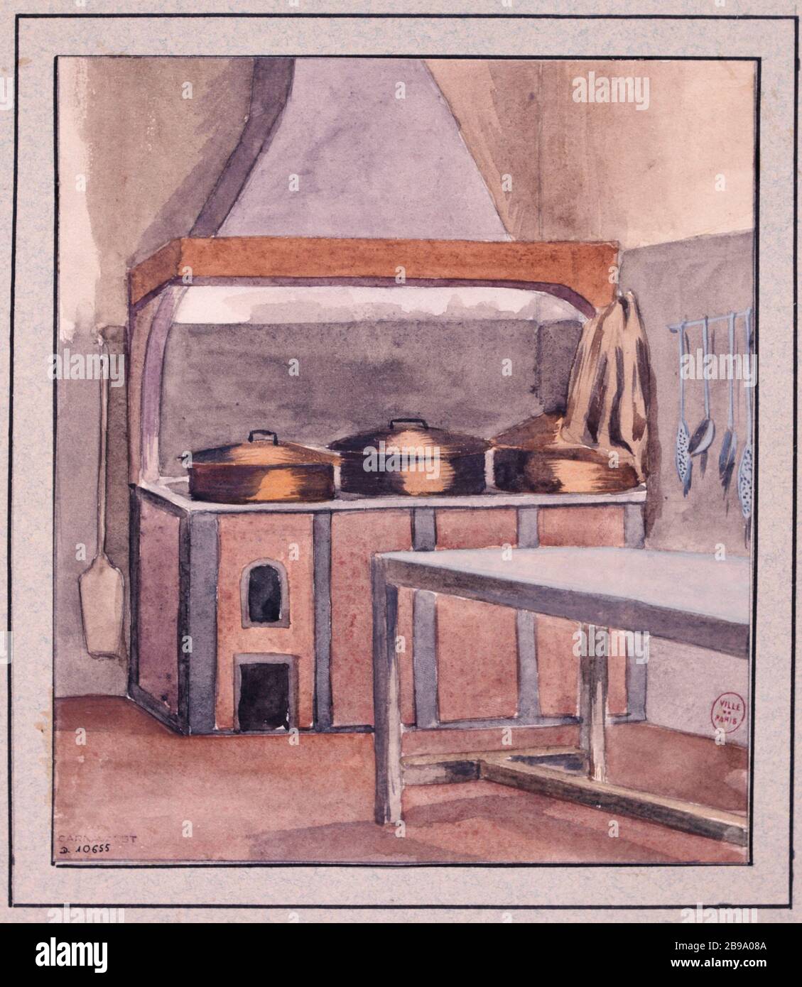 PRISON SAINTE-PELAGIE: CUISINE SEGUIN. 'Prison Sainte-Périgie : la cuisine'. Dessert. Paris, musée Carnavalet. Banque D'Images