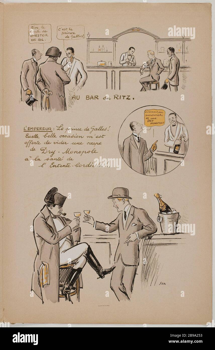Au BAR YOU RITZ SEM Georges Goursat, dit (1863-1934). 'Au bar du Ritz'. Procédé photo couleur. Paris, musée Carnavalet. Banque D'Images