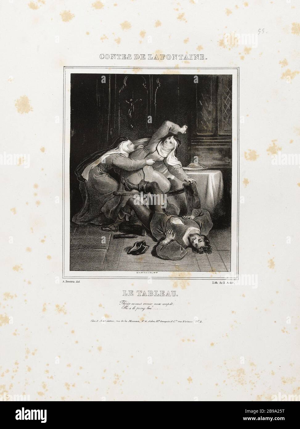 Album Tales de Jean de la Fontaine: La peinture. Achille Devéria (1800-1857) et E. Ardit. Album des Contes de Jean de la Fontaine : le tableau. Lithographie, 1830. Paris, musée Carnavalet. Banque D'Images