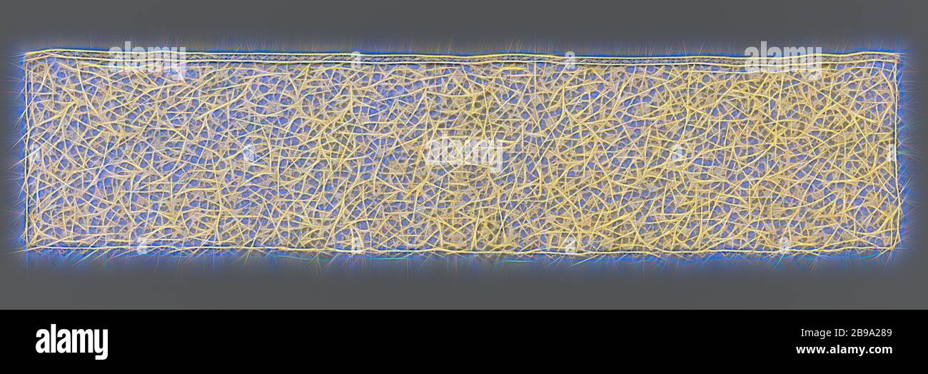 Dispositif de glissement de dentelle à aiguille avec un motif symétrique de nombreuses vrilles avec de petites feuilles et fleurs, de glisser de l'aiguille de couleur naturelle : dentelle dentelle de Venise plat. Motif symétrique apparemment embrouillé mais avec un axe vertical au milieu de laquelle de nombreuses vignes de curling et laisse passer. Les motifs sont réalisés avec guirlande de suture, avec les découpes de motifs simples de différentes fleurs et feuilles. Les motifs sont reliés entre eux par une masse de fer barbelé. Haut de la séquence est terminée avec une sangle. caillée Le bas et deux petits côtés sont finis avec un arc edge., anonyme, Venise, c. 1675 - c Banque D'Images