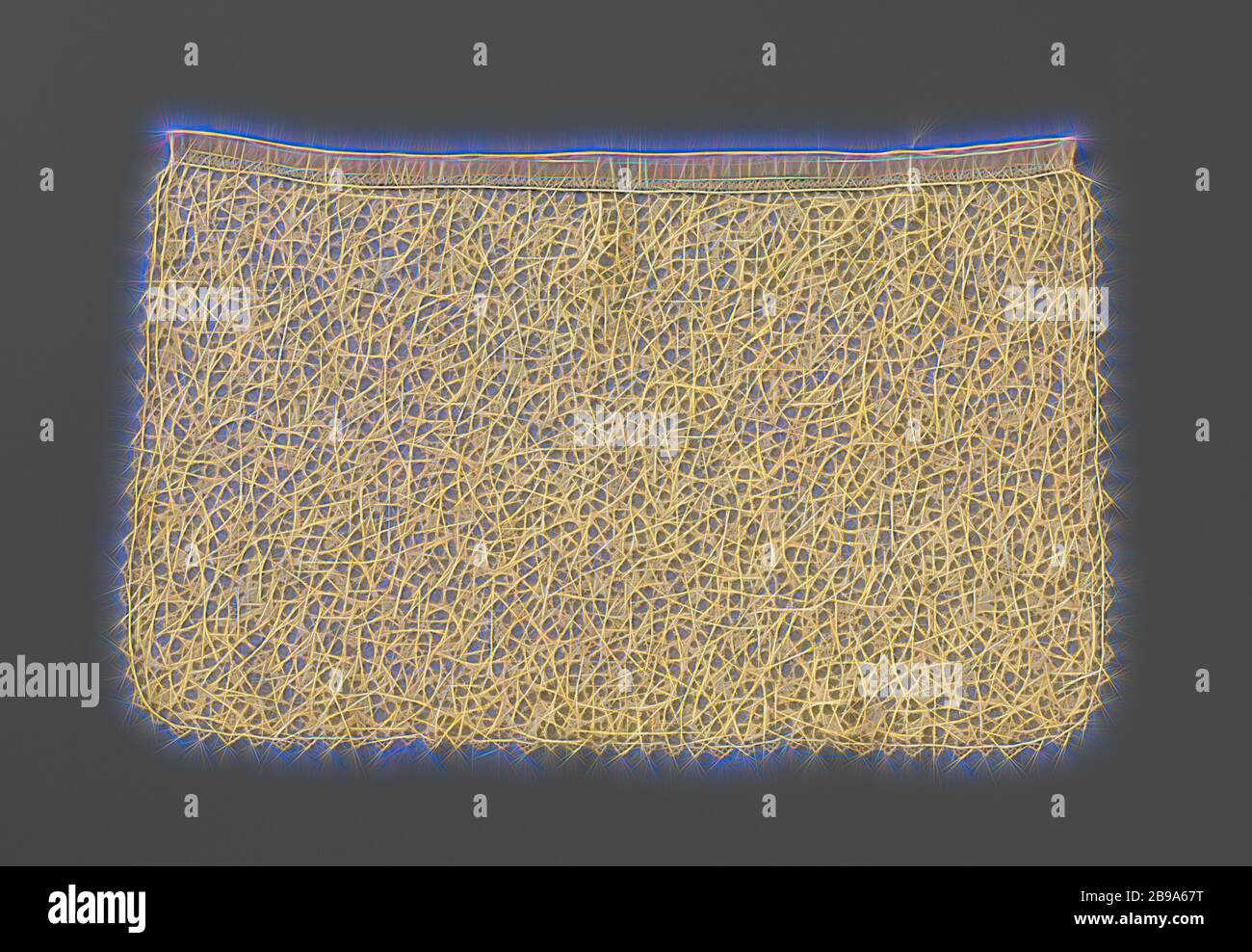 Cravate-slip de la dentelle d'aiguille avec les tendrils de serpentin, Tie-slip de couleur naturelle aiguille: dentelle vénitienne plate. Tendrelles en serpentin symétriques avec bourgeons. Dans les coins arrondis, branche composite inclinée. Arches triangulaires de trois côtés alternativement grand et petit., anonyme, Venise, c. 1690 - c. 1699, lin (matériau), vénitienne plate (pointe aiguille), h 25 cm × l 39 cm, repensé par Gibon, conception de chaleureux gai lumineux et rayonnant de lumière. L'art classique réinventé avec une touche moderne. Photographie inspirée par le futurisme, embrassant l'énergie dynamique de la technologie moderne, le mouvement, spe Banque D'Images