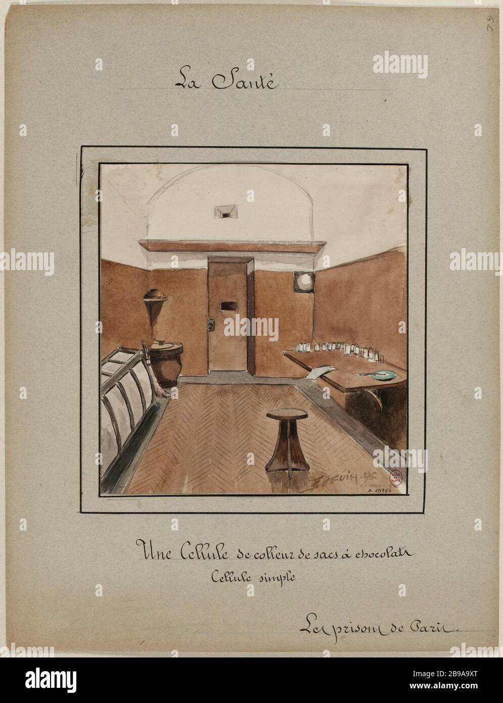 [Les prisons de Paris] prison Santé; une seule cellule de chocolats gluer sacs Banque D'Images