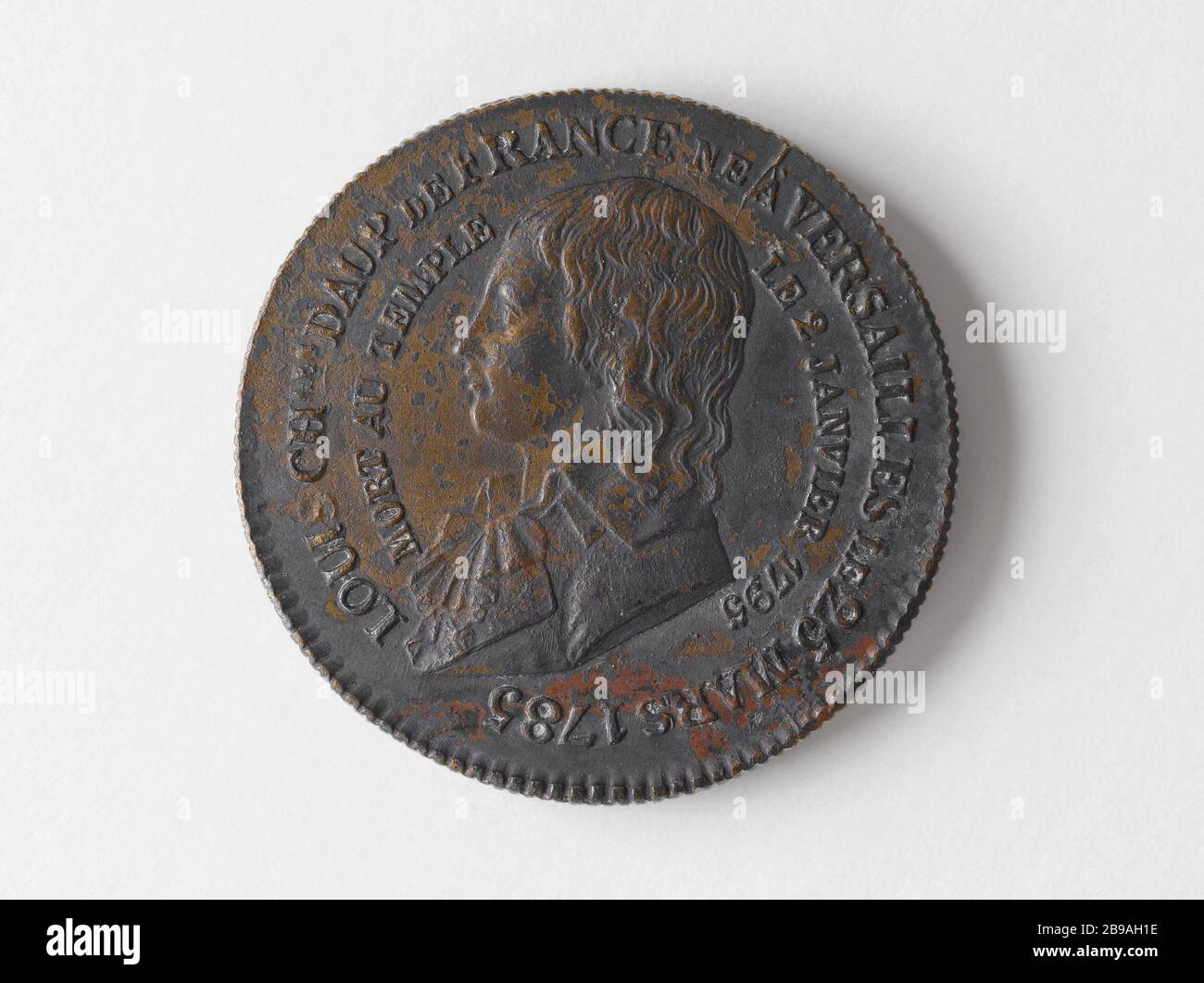 Marie Thérèse Charlotte, duchesse d'Angoulême, nommée Madame Royale (1778-1851) et Louis XVII Anonyme. 'Marie-Thérèse-Charlotte, duchesse d'Angoulême, dite Madame Royale (1778-1851) et Louis XVII'. Bronze. 2 janvier 1795. Paris, musée Carnavalet. Banque D'Images