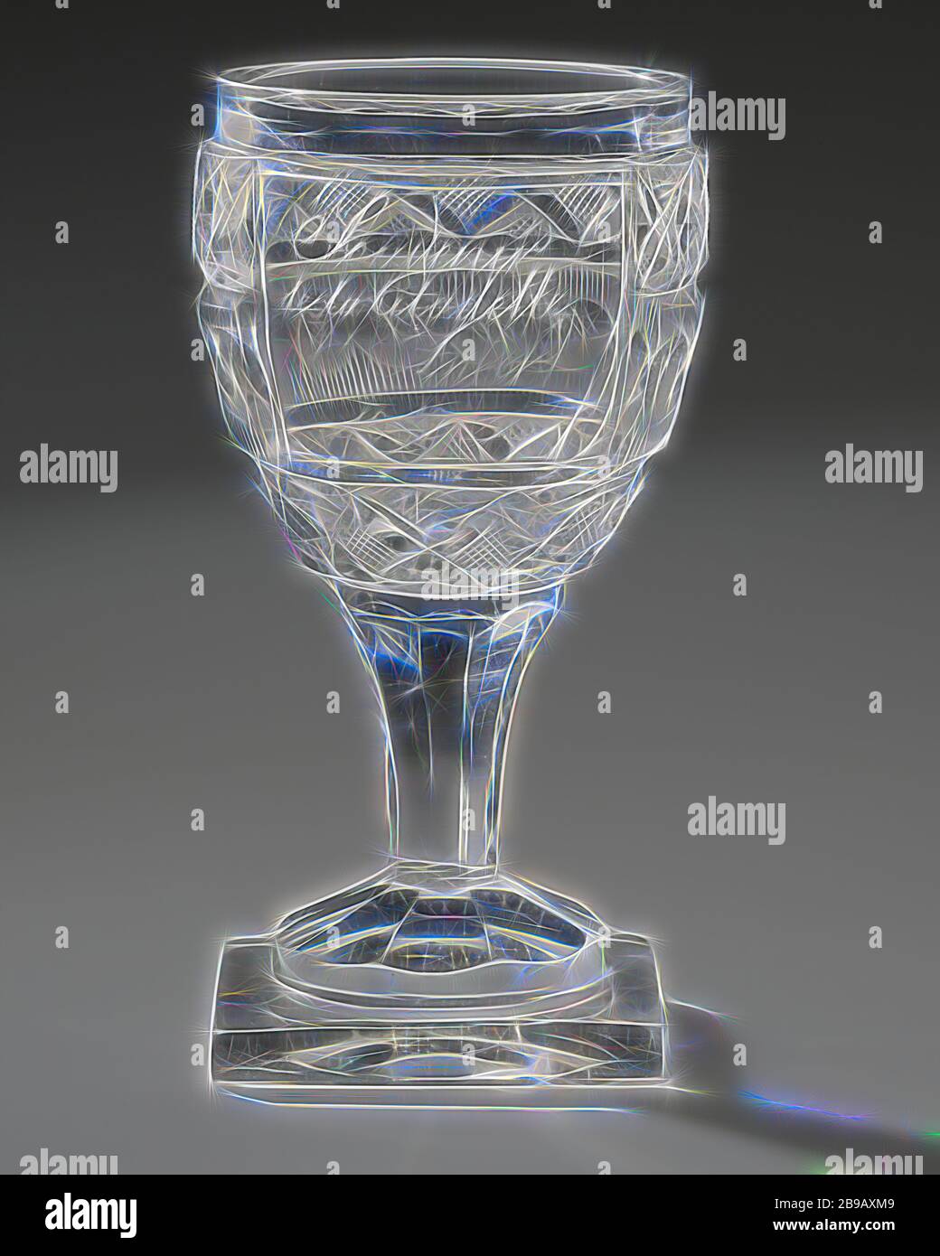 Le verre clair sur une base carrée, avec l'inscription : Souvenir de la  Citadelle d'Anvers, voûté sur une base de facettes, épais, carré de base  lisse. Brûlé vers le haut de la