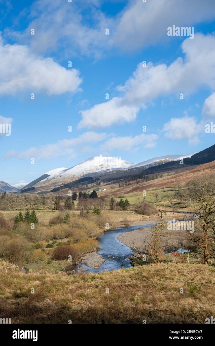 Moffat Dale en fin d'hiver, Dumfries & Galloway, Écosse Banque D'Images