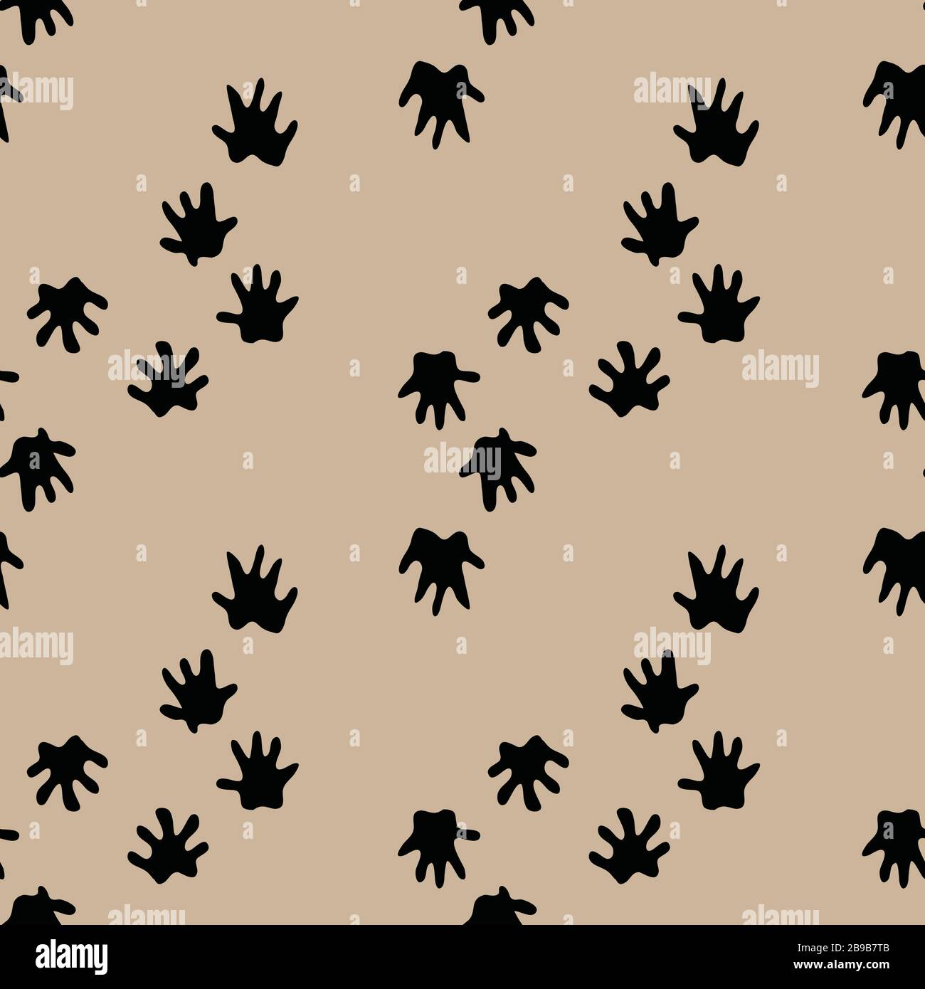 Hedgehog fond de piste simple silhouettes noires vectorielles à répétition sans couture sur un motif de surface brun clair Illustration de Vecteur