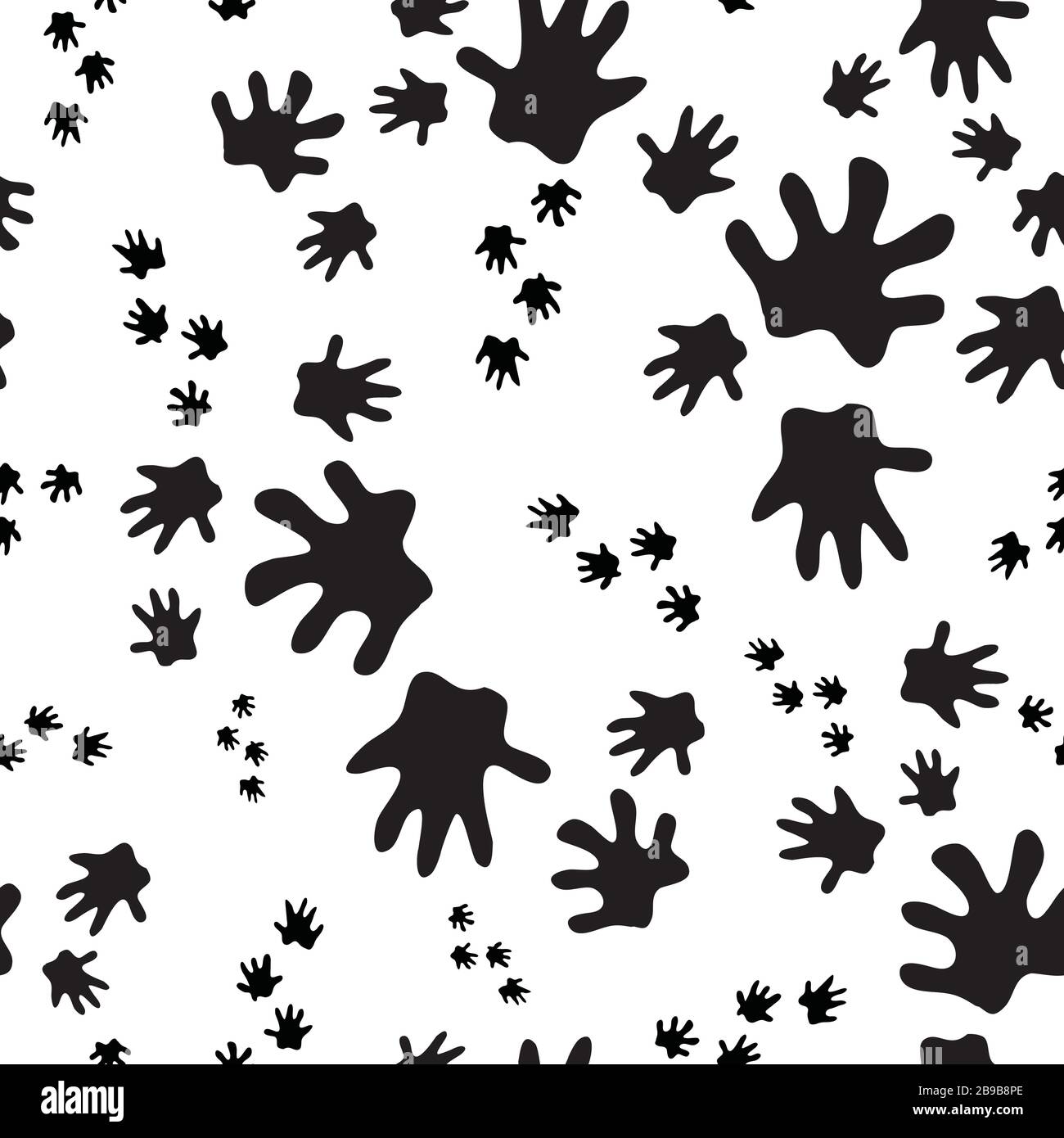 Le pied Hedgehog imprime sur fond. Silhouettes noires vectorielles à répétition transparente sur blanc. Motif de surface Illustration de Vecteur